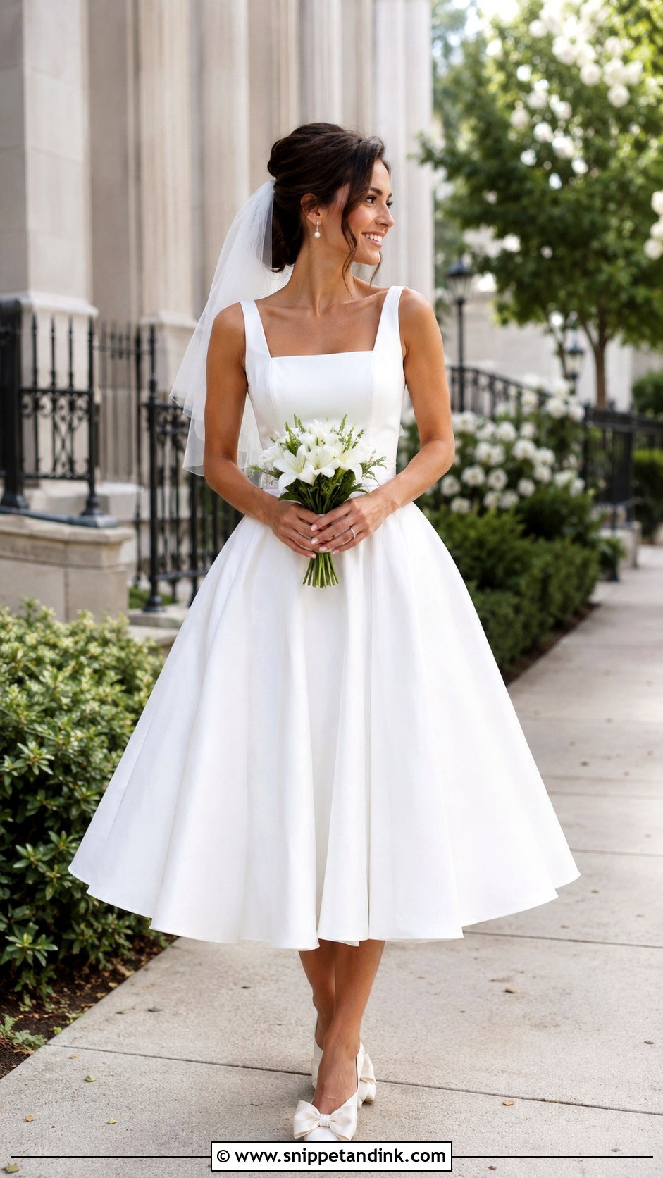 White Tea Length Bride Dress - Snippet and Ink - 25 White Bride Dress Ideas