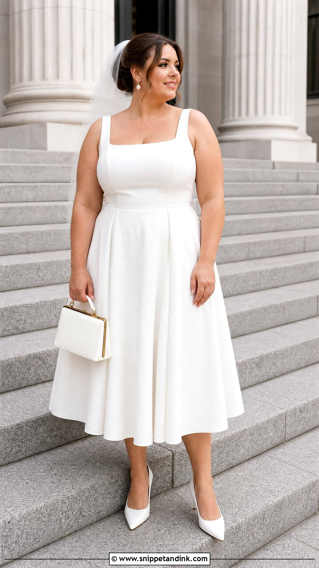 White Tea Length Civil Wedding Dress - Snippet and Ink - 20 White Civil Wedding Dress Ideas