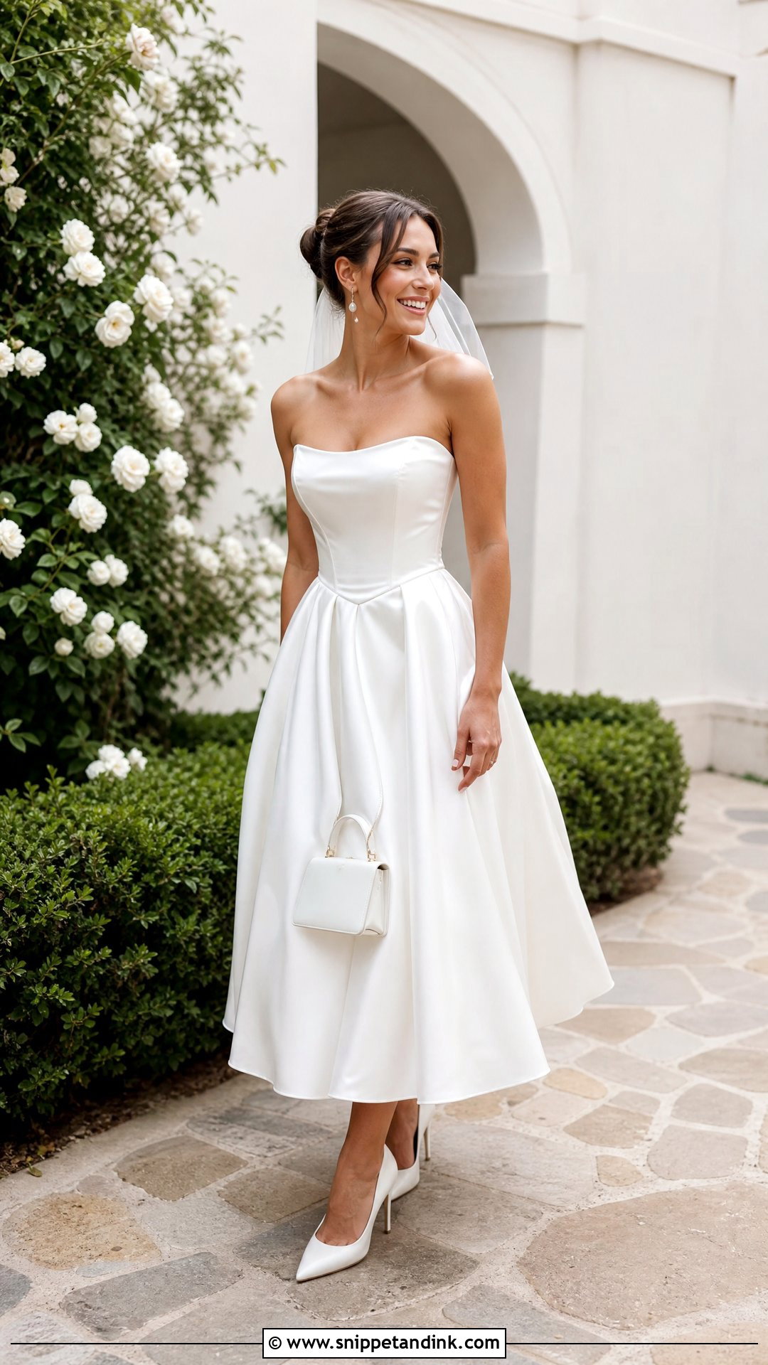 White Tea Length Corset Wedding Dress - Snippet and Ink - 20 White Corset Wedding Dress Ideas
