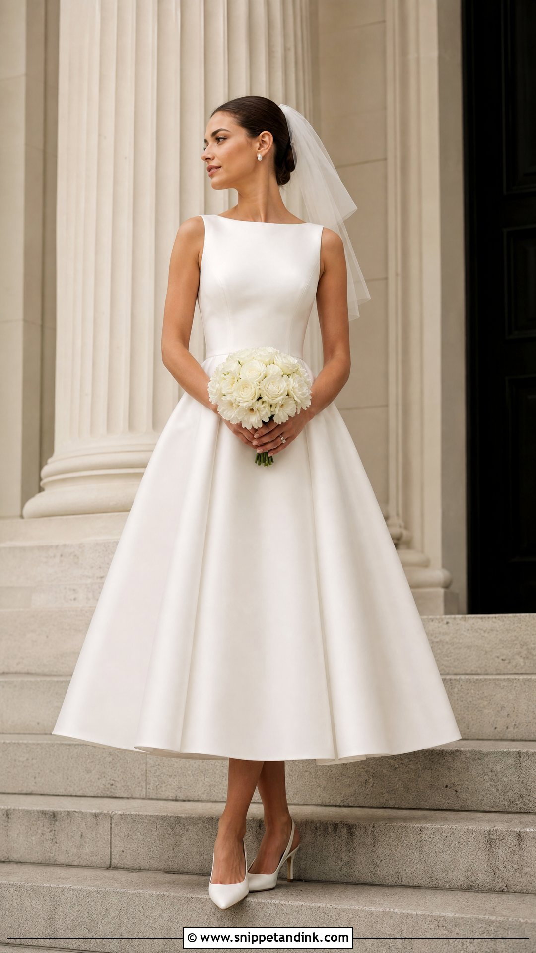 White Tea Length Court Wedding Dress - Snippet and Ink - 20 White Court Wedding Dress Ideas