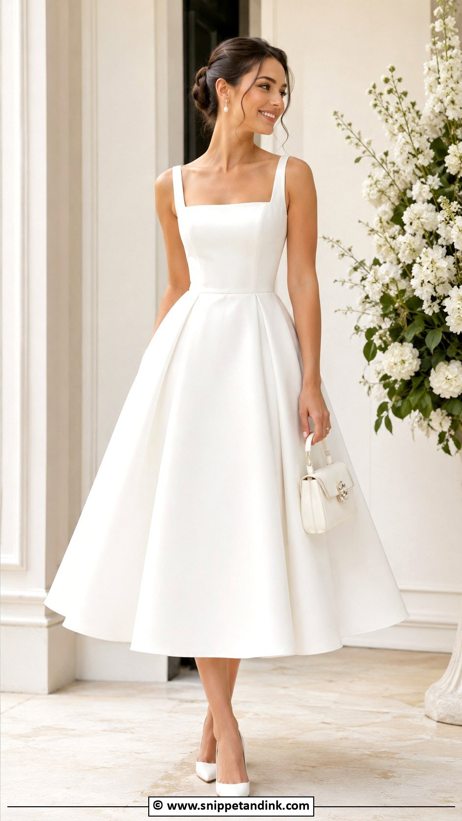 White Tea Length Dress Outfit - Snippet and Ink - 25 Bride Party Dress Ideas