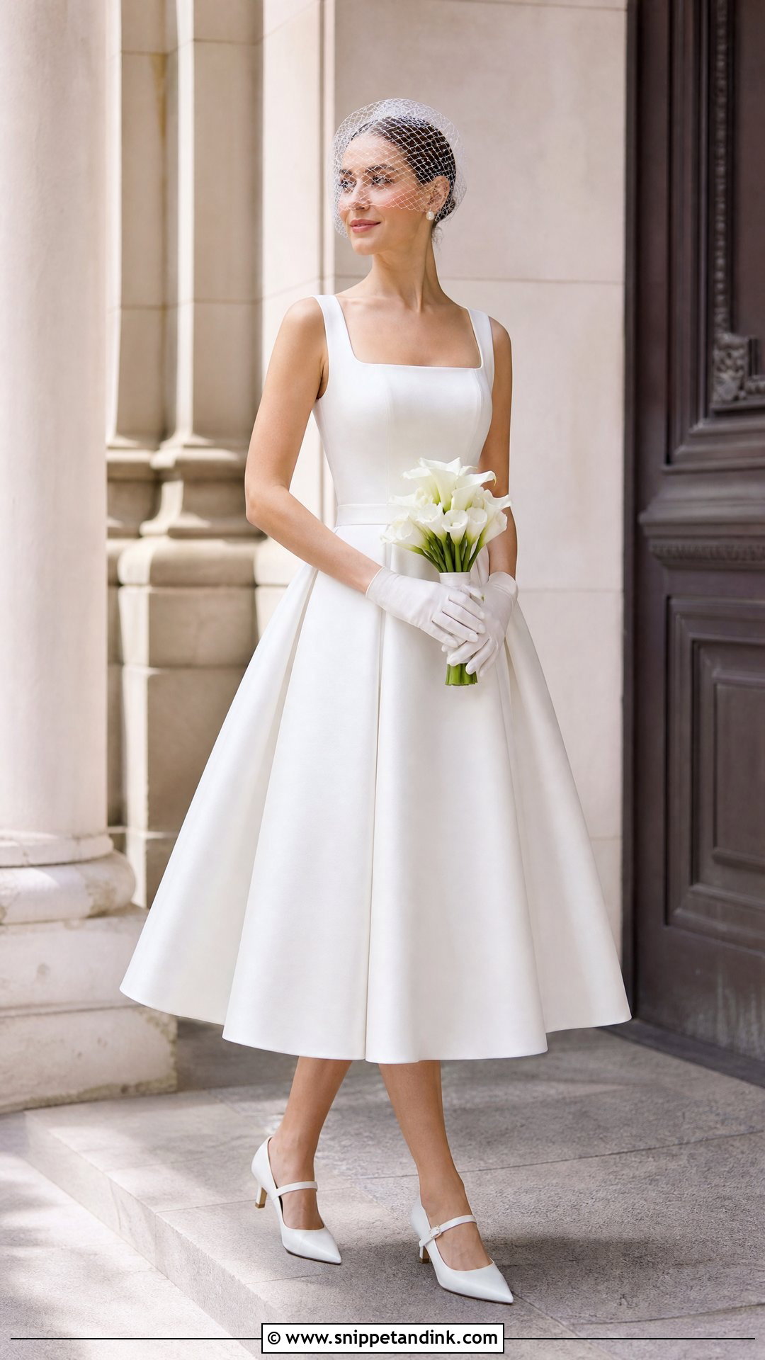 White Tea Length Dress for Civil Wedding - Snippet and Ink - 20 White Dress for Civil Wedding Ideas