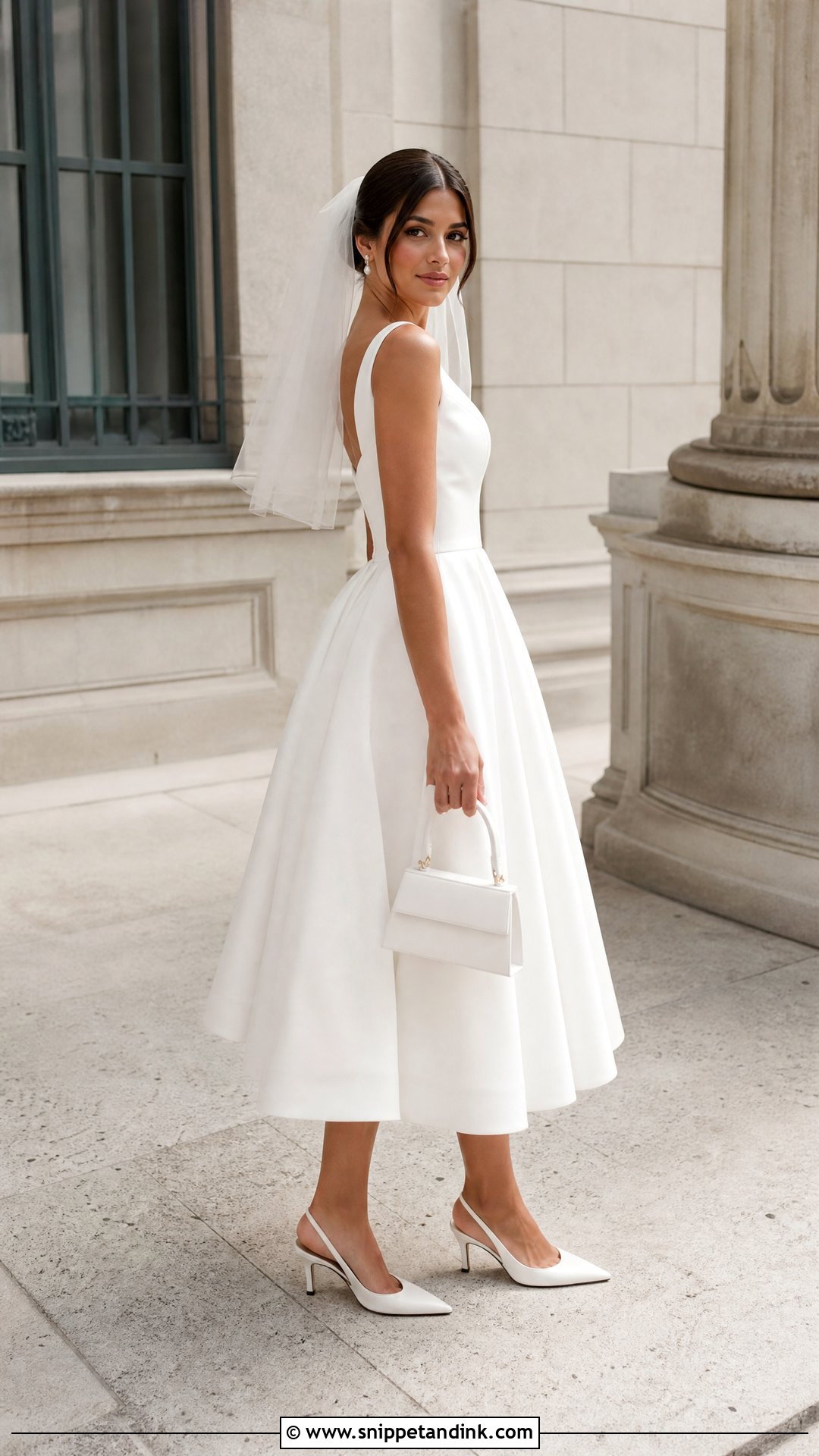 White Tea Length Wedding Dress - Snippet and Ink - 20 White Dresses for Wedding
