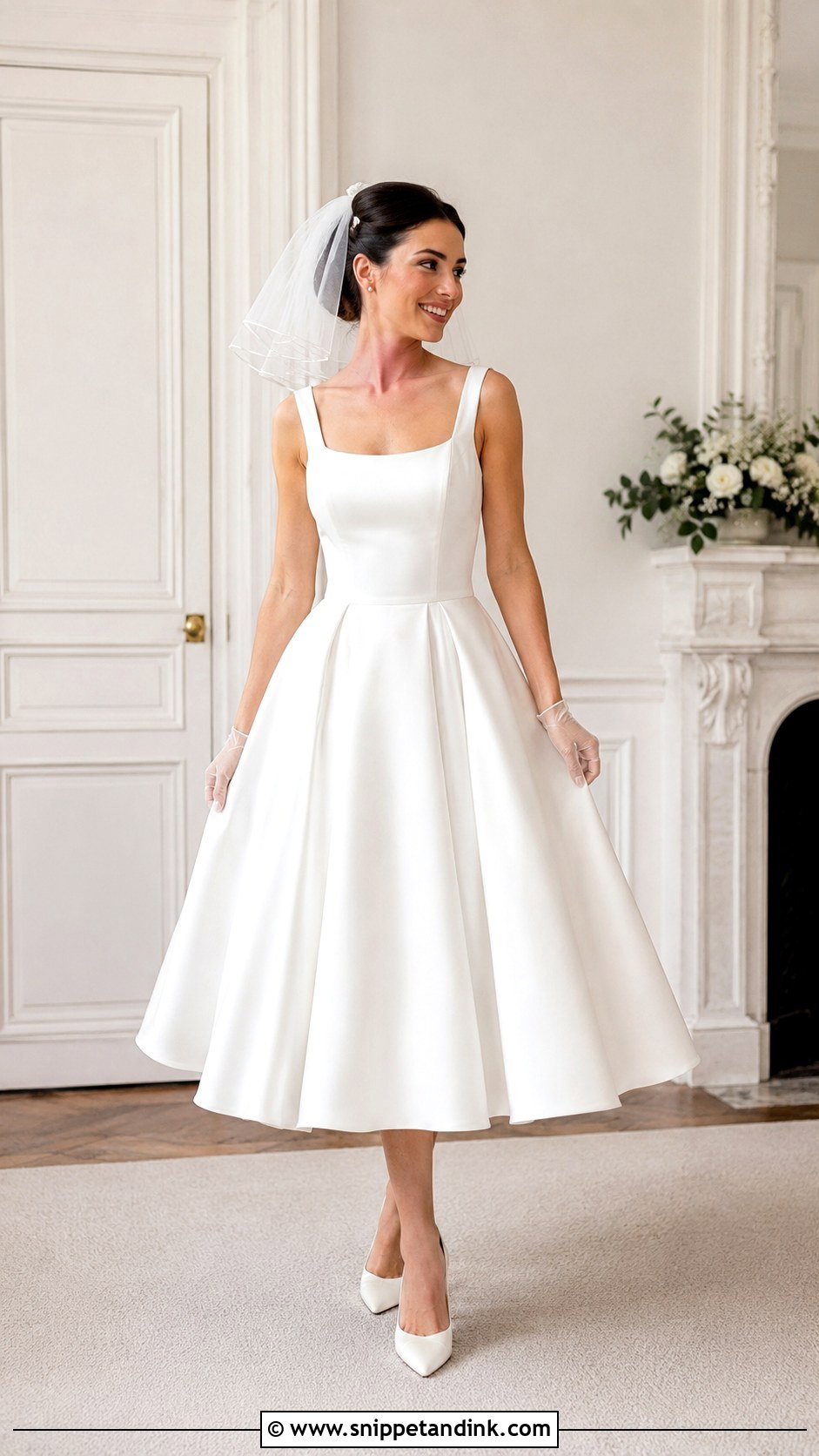 White Tea Length Wedding Gown - Snippet and Ink - 30 White Wedding Gown Ideas