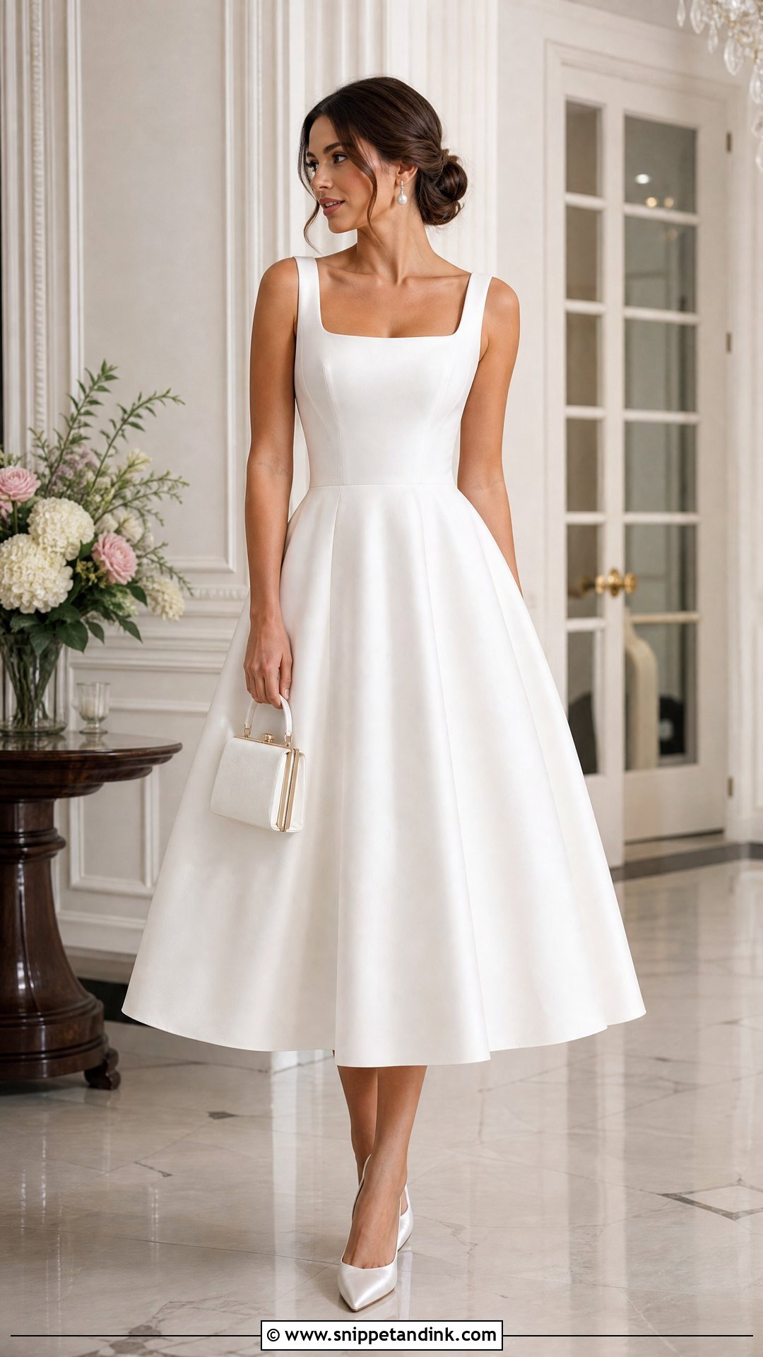 White Tea Length Wedding Reception Dress - Snippet and Ink - 20 Wedding Party Dresses for Bride