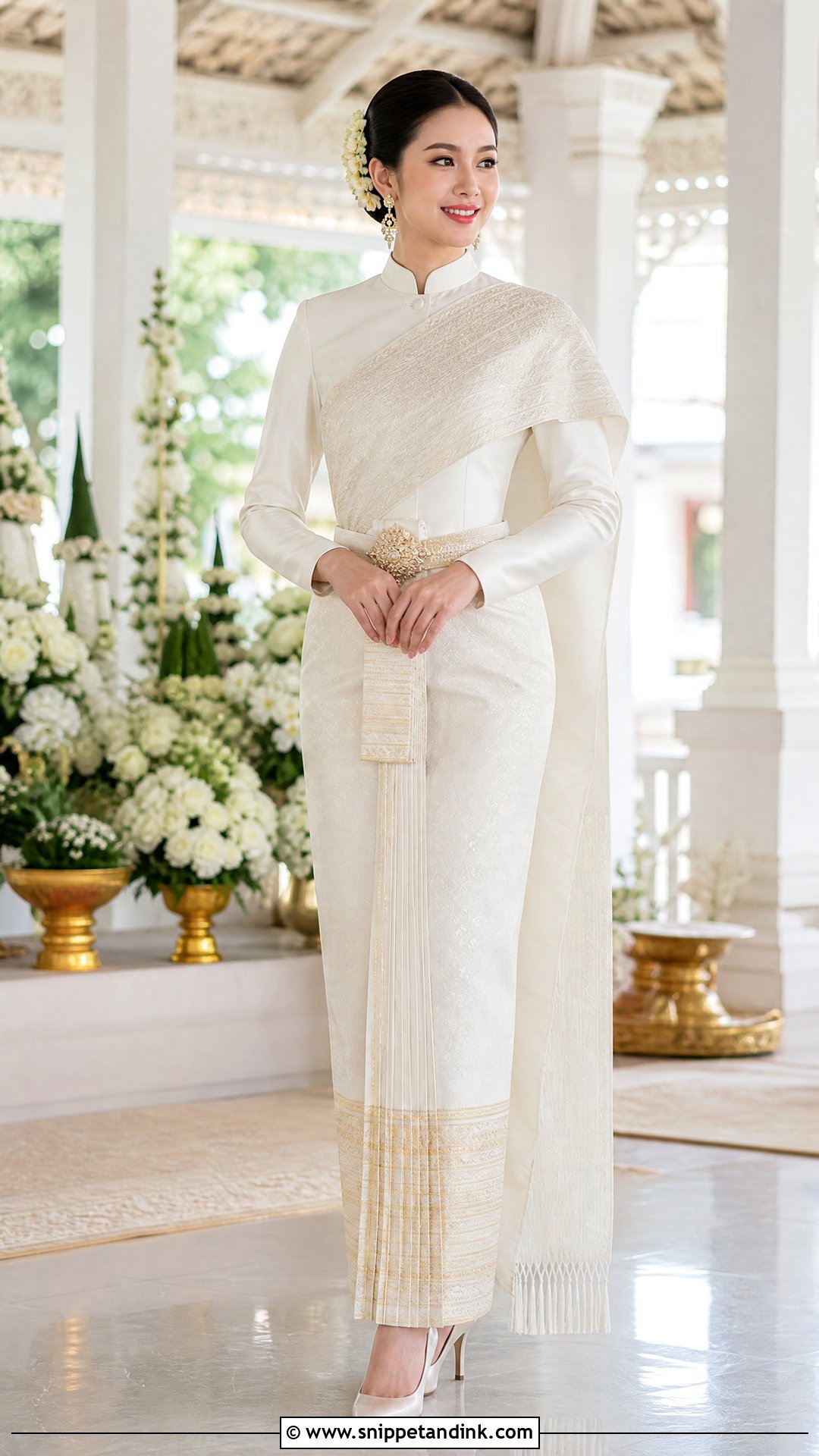 White Thai Siwalai Wedding Dress - Snippet and Ink - 20 Traditional Thai Wedding Dress Ideas