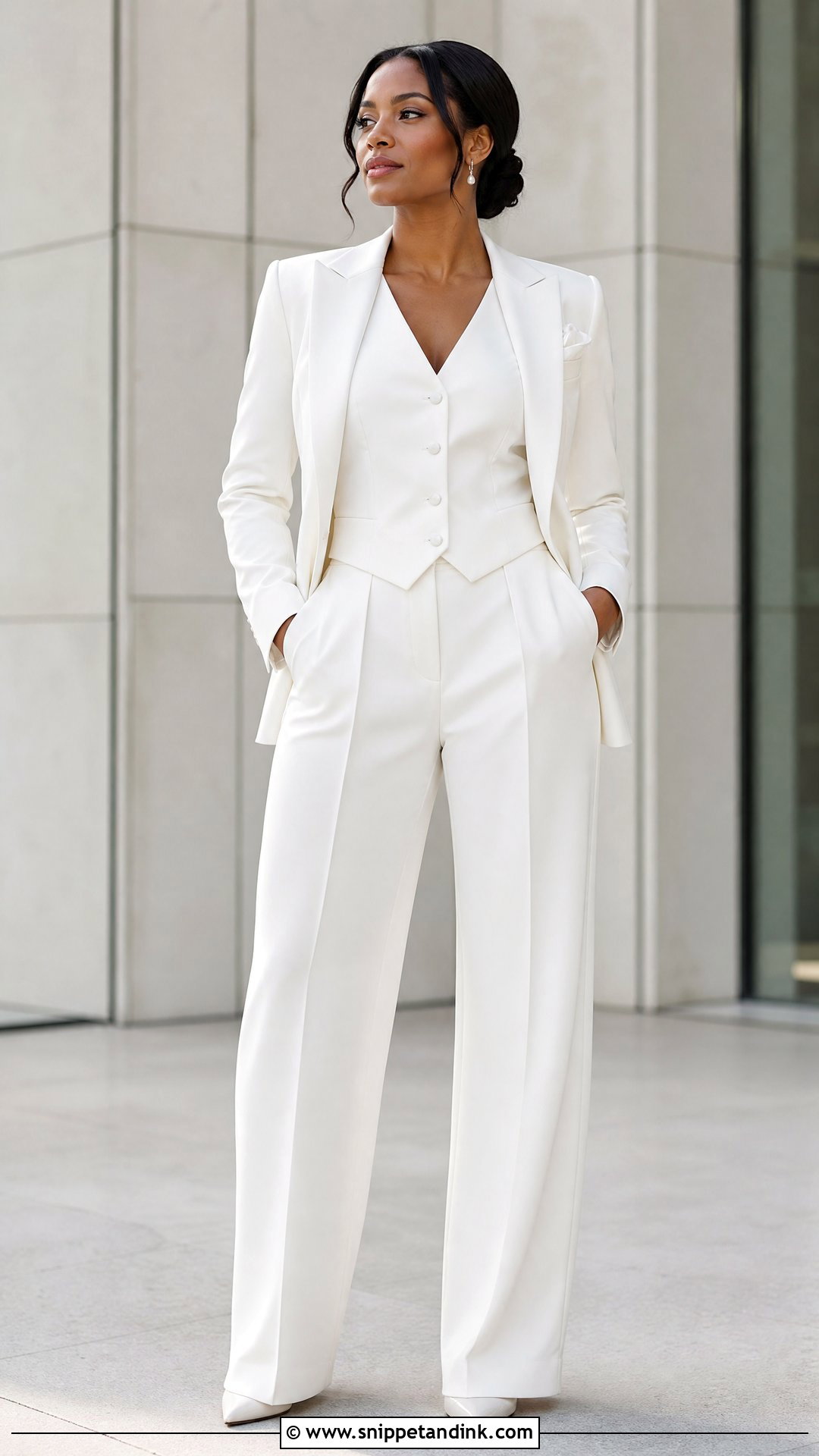 White Three Piece Wedding Suit - Snippet and Ink - 20 White Suit Wedding Women Ideas