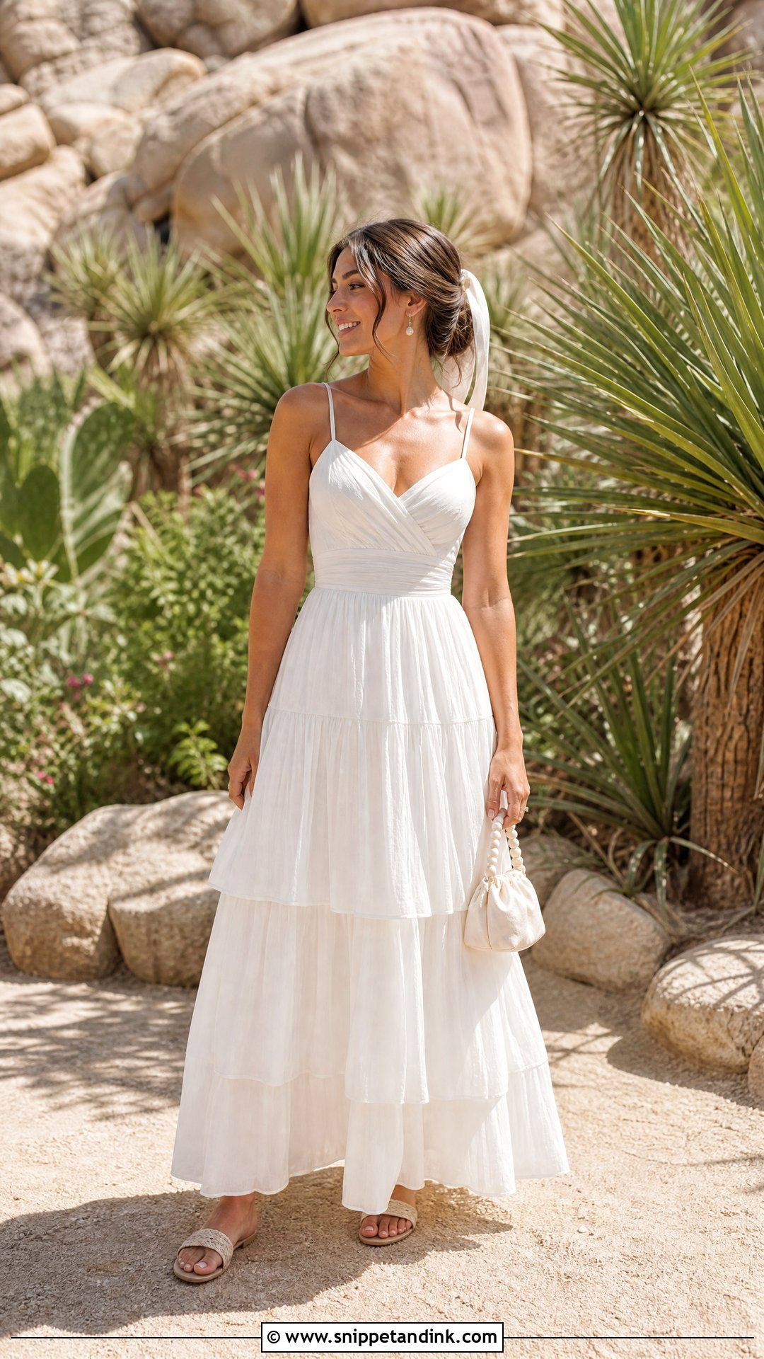 White Tiered Elopement Dress - Snippet and Ink - 20 White Elopement Dress Ideas