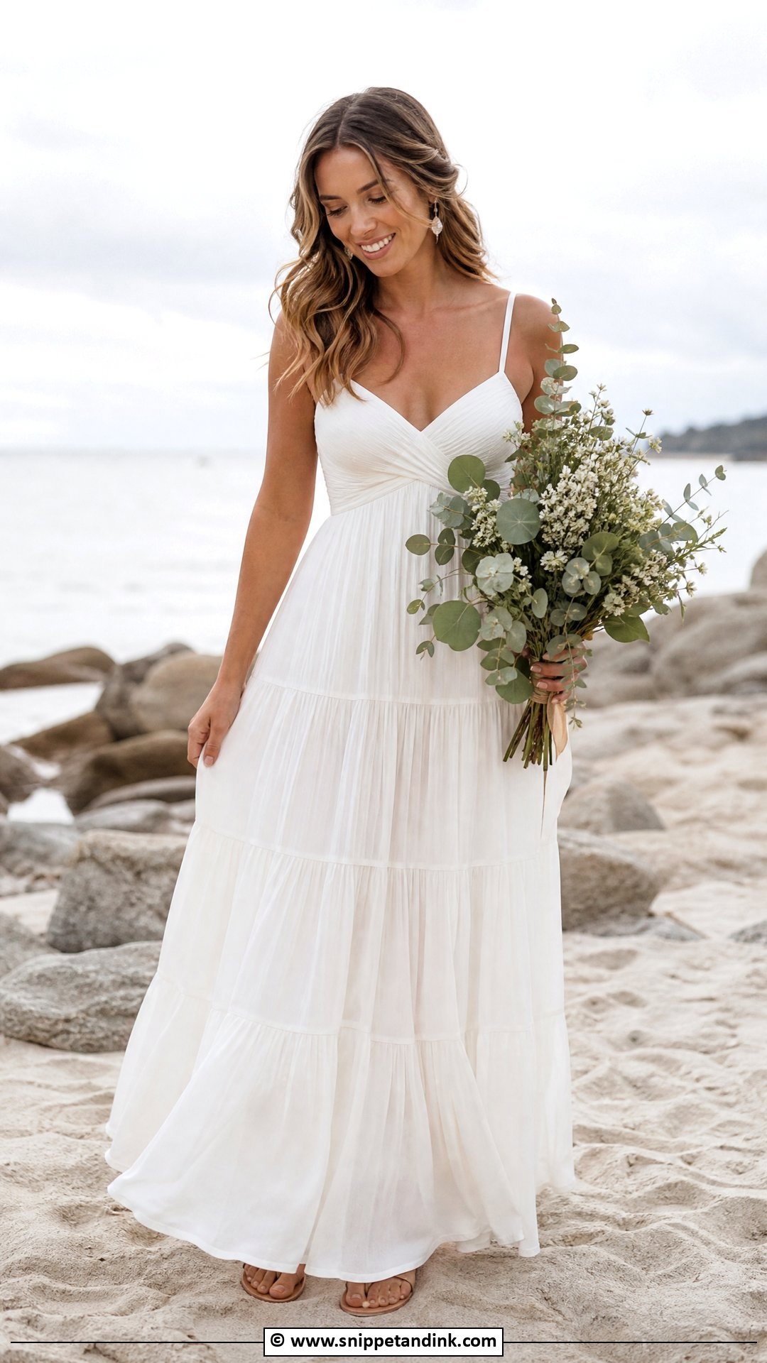 White Tiered Wedding Dress - Snippet and Ink - 35 Casual Wedding Dress Ideas