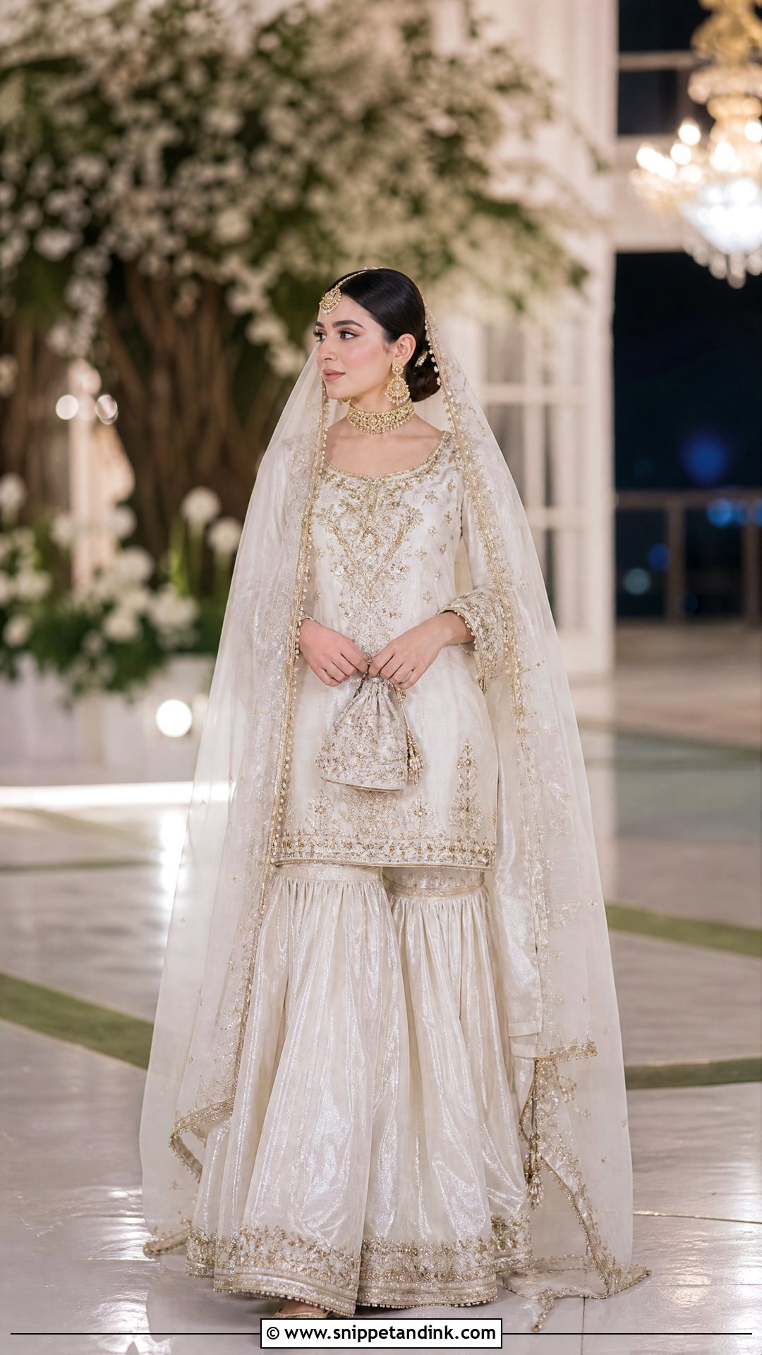 White Tissue Silk Gharara Nikah Dress - Snippet and Ink - 20 White Nikah Dress Pakistani Bridal Ideas
