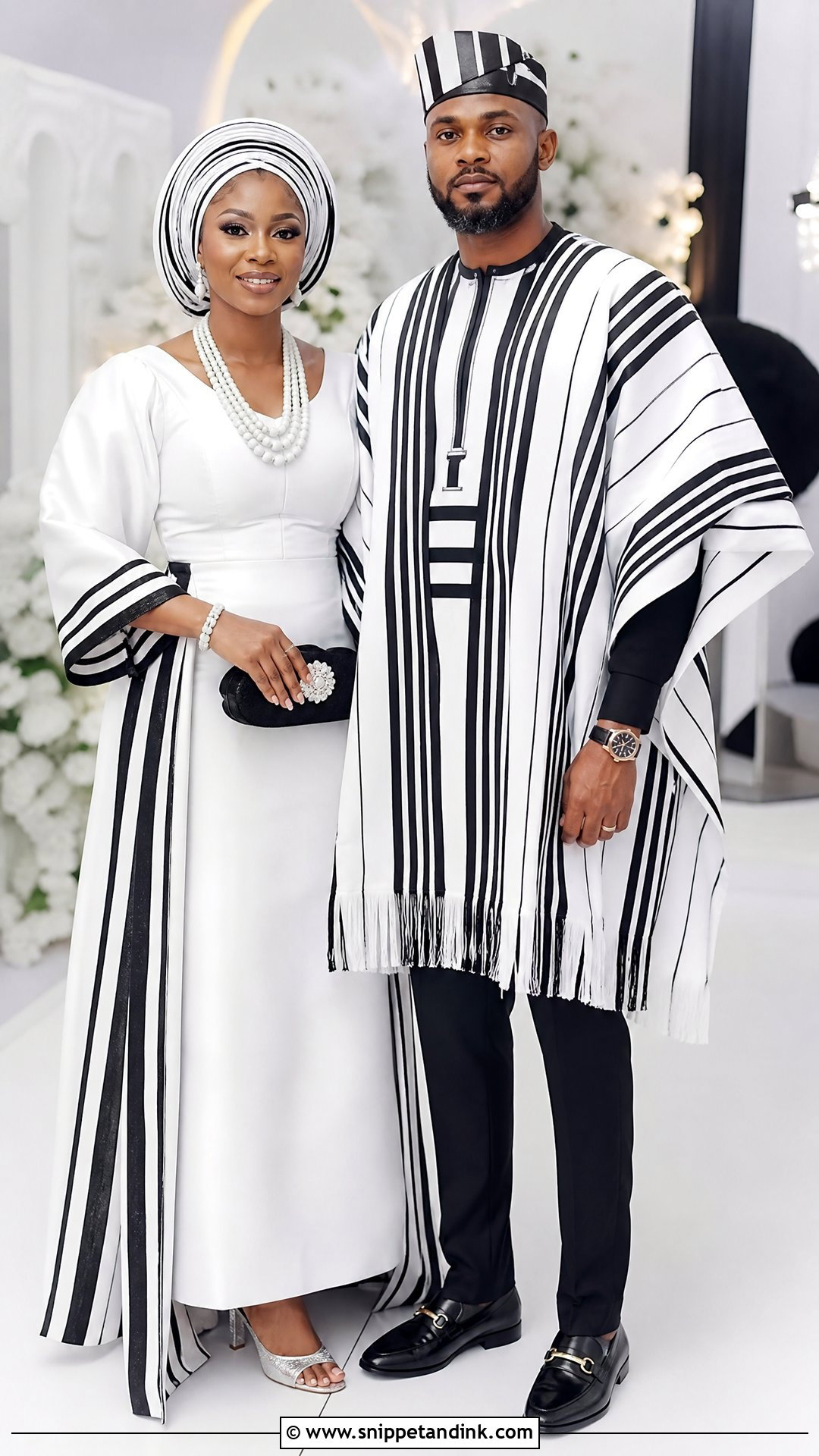 White Tiv Bride And Anger Groom Outfit - Snippet and Ink - 20 Tiv Traditional Wedding Attire Ideas