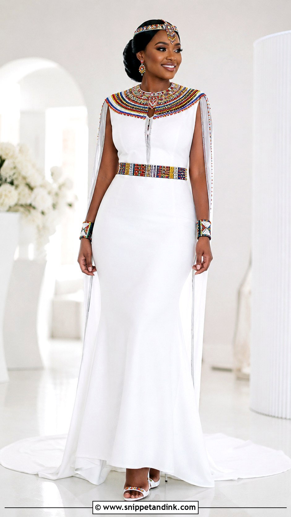 White Traditional Wedding Dress With Beads - Snippet and Ink - 25 Traditional Wedding Dresses South Africa