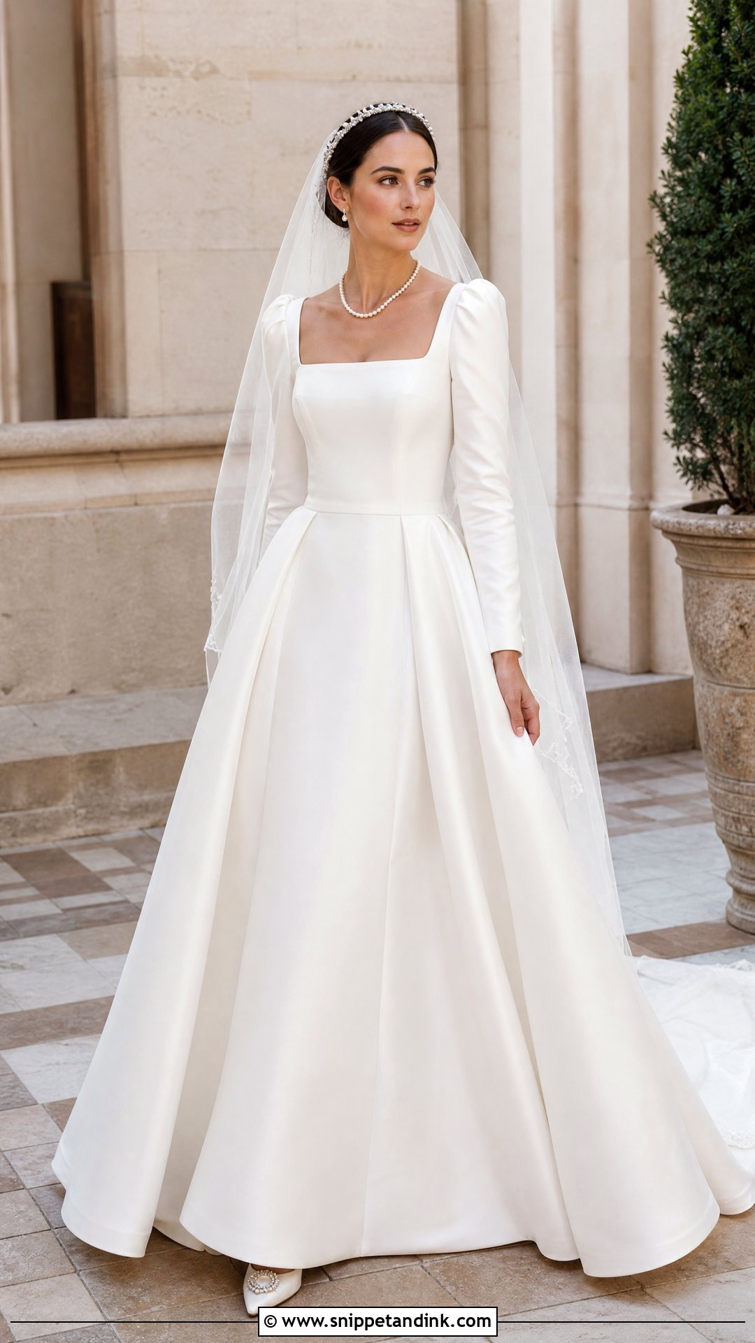 White Tudor Wedding Dress With Square Neckline - Snippet and Ink - 20 Tudor Wedding Dress Ideas