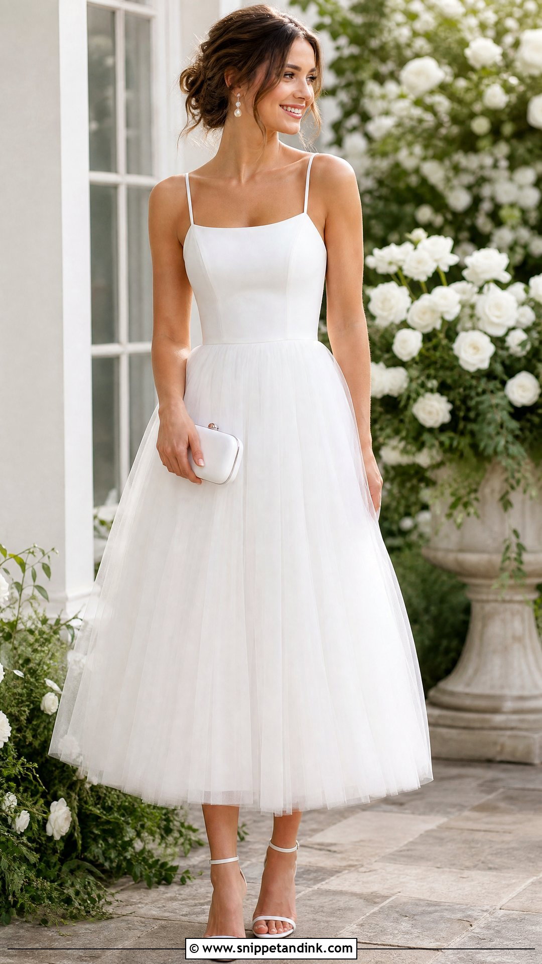 White Tulle A Line Gown - Snippet and Ink - 20 Simple Elegant White Gowns