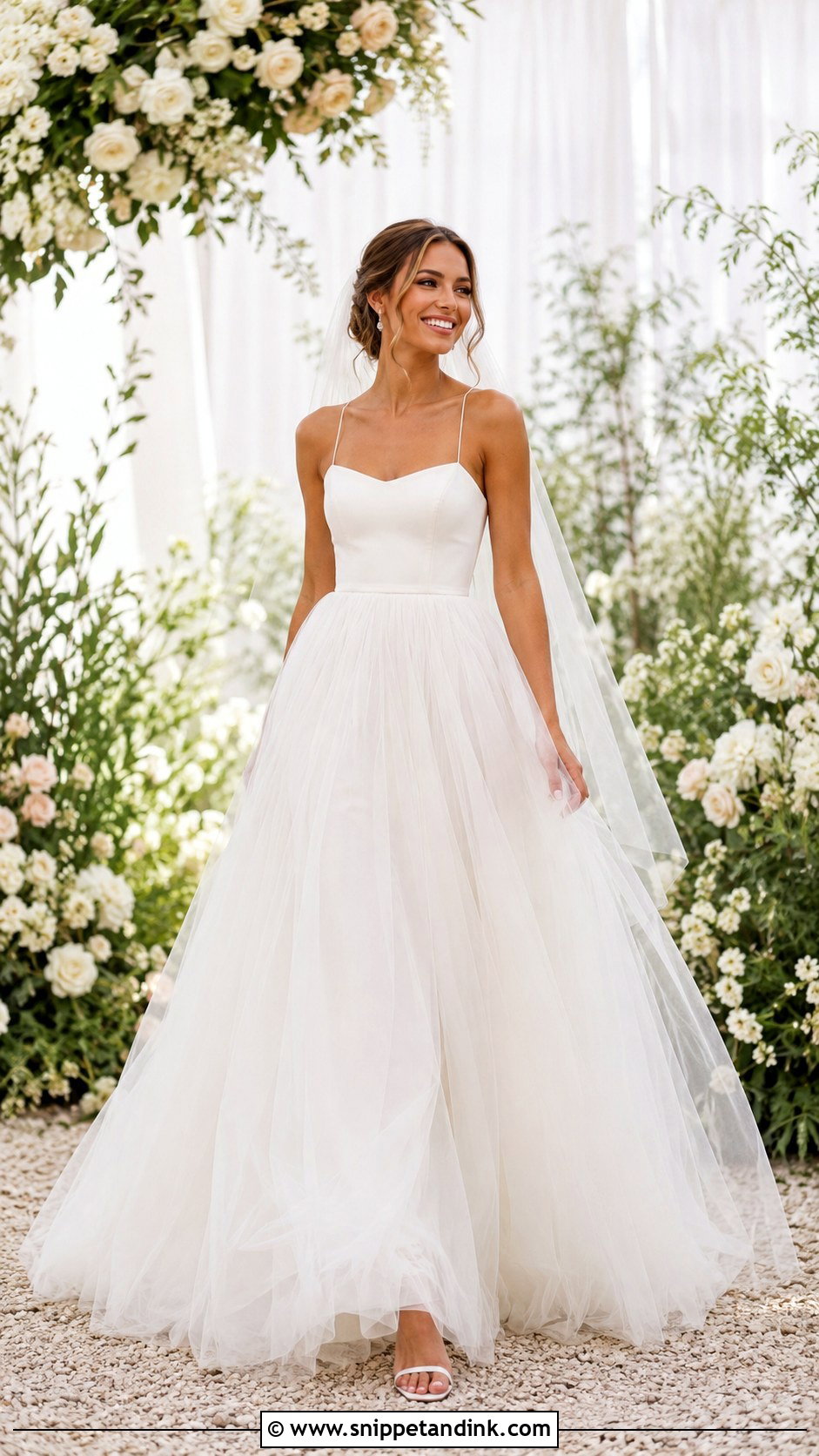 White Tulle A Line Wedding Dress - Snippet and Ink - 25 Simple White Wedding Dress Ideas