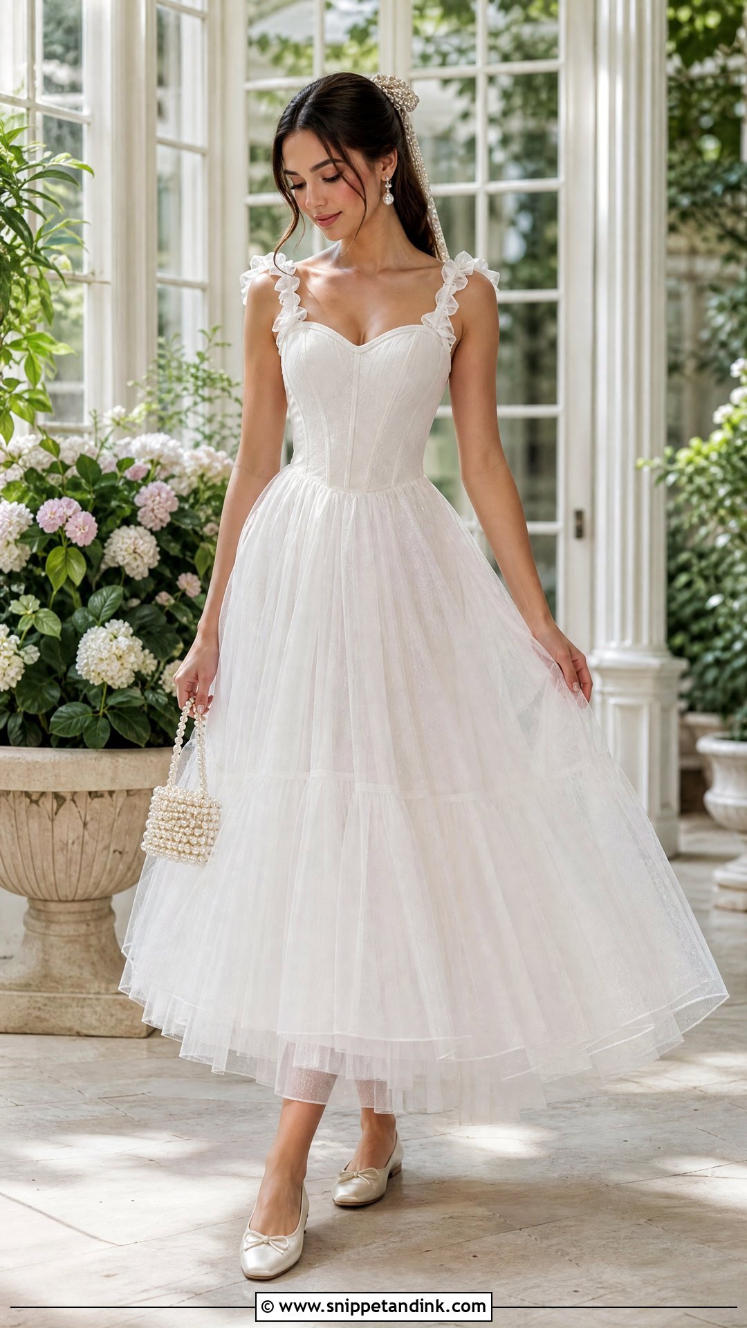 White Tulle Gown With Ballet Flats - Snippet and Ink - 20 White Gown Aesthetic Ideas