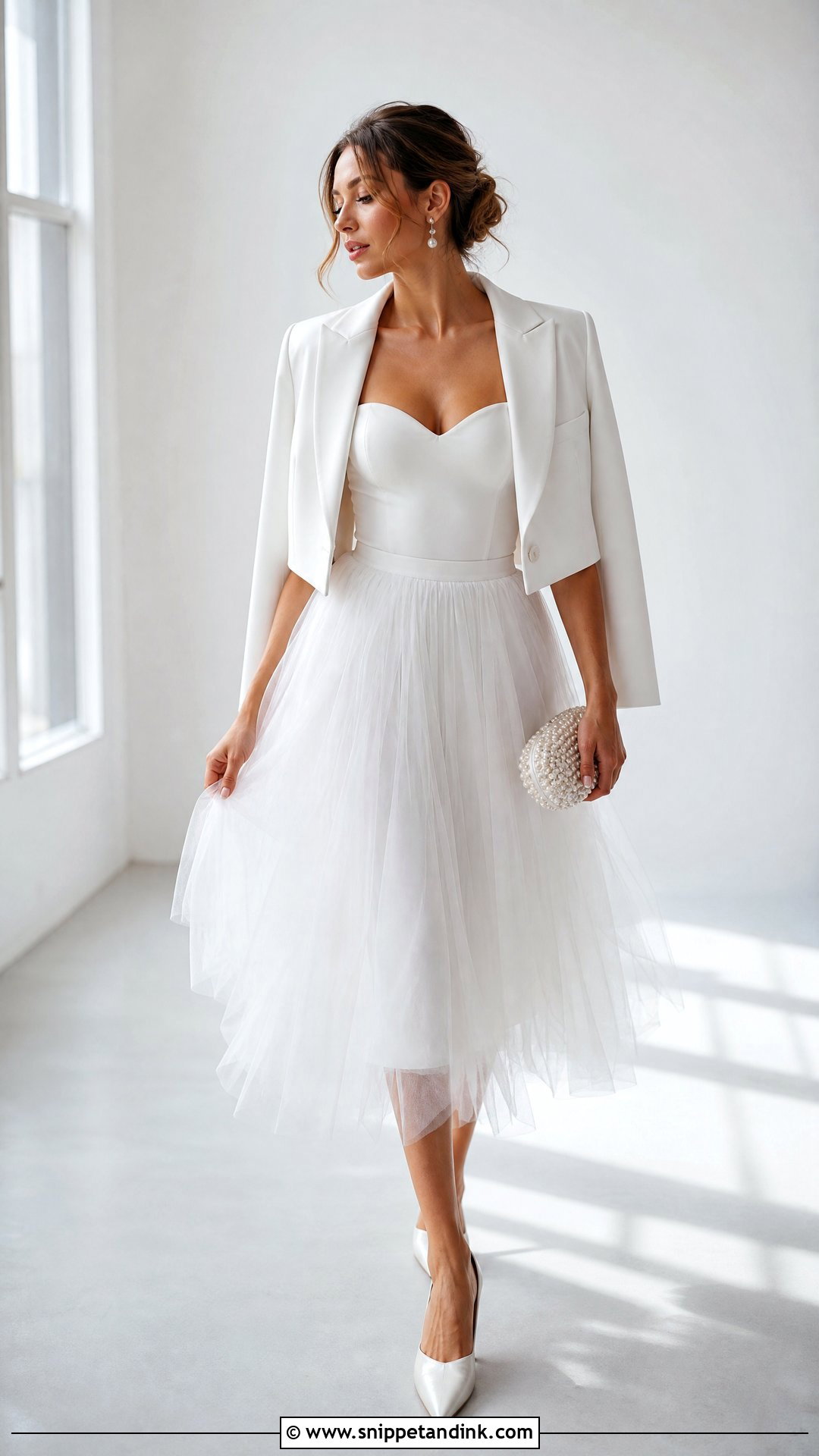 White Tulle Skirt Bridal Outfit - Snippet and Ink - 20 White Bridal Outfits