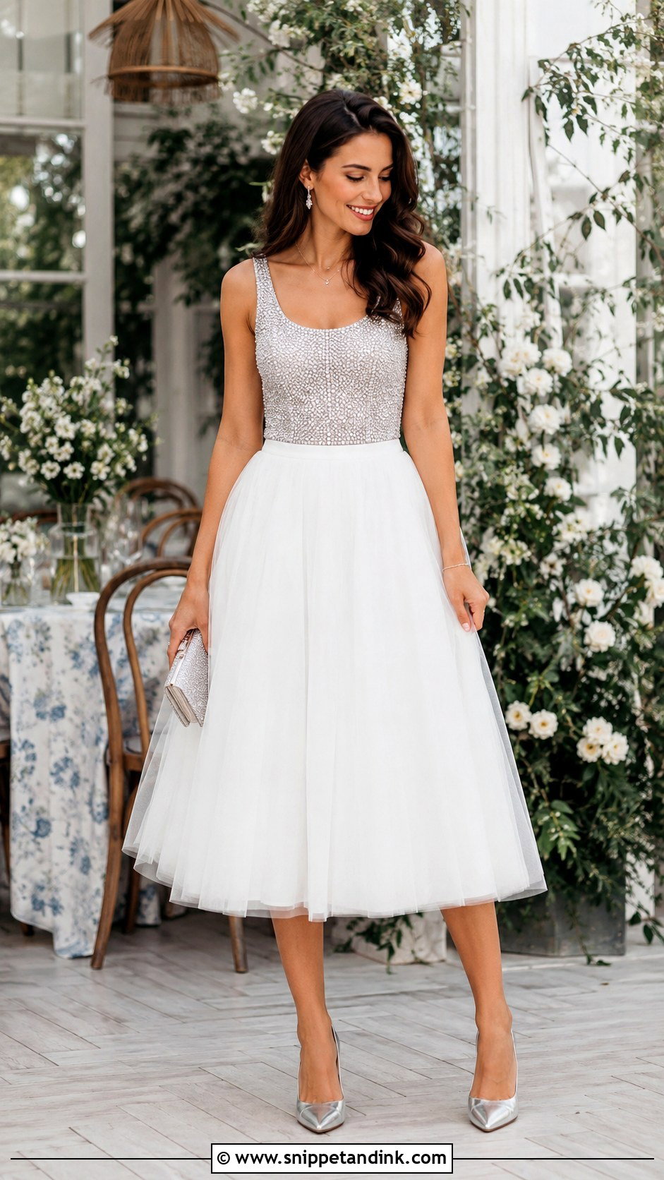 White Tulle Skirt Outfit - Snippet and Ink - 25 Bling Before the Ring Outfits