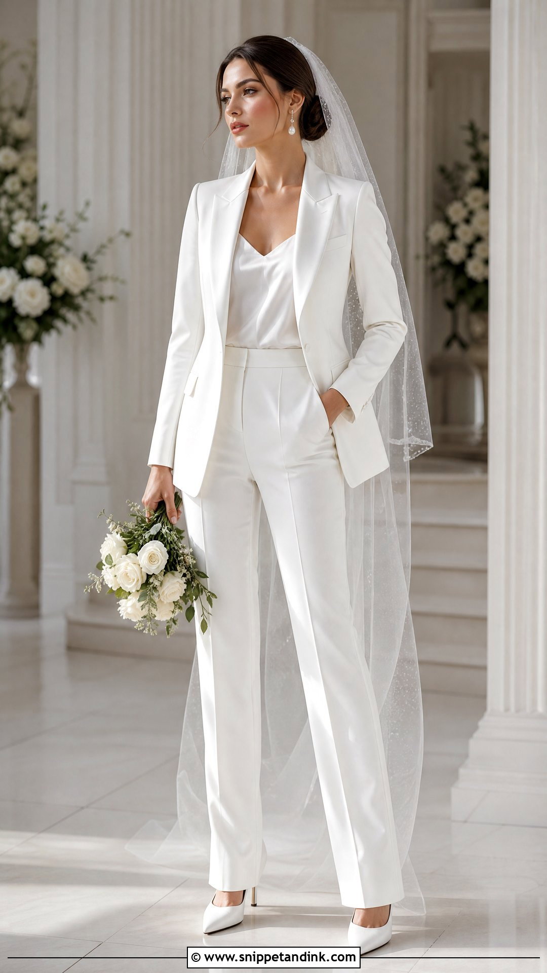 White Tuxedo Bridal Suit - Snippet and Ink - 20 Suit Wedding Dresses