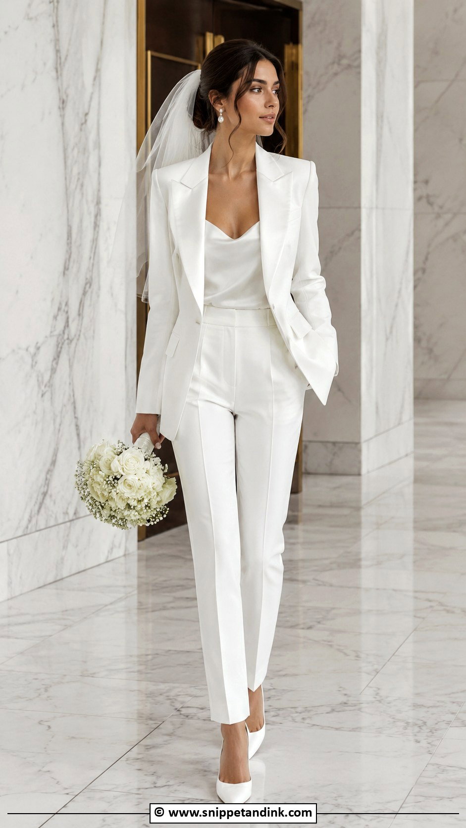 White Tuxedo Bride Suit - Snippet and Ink - 25 Bride Suit Ideas