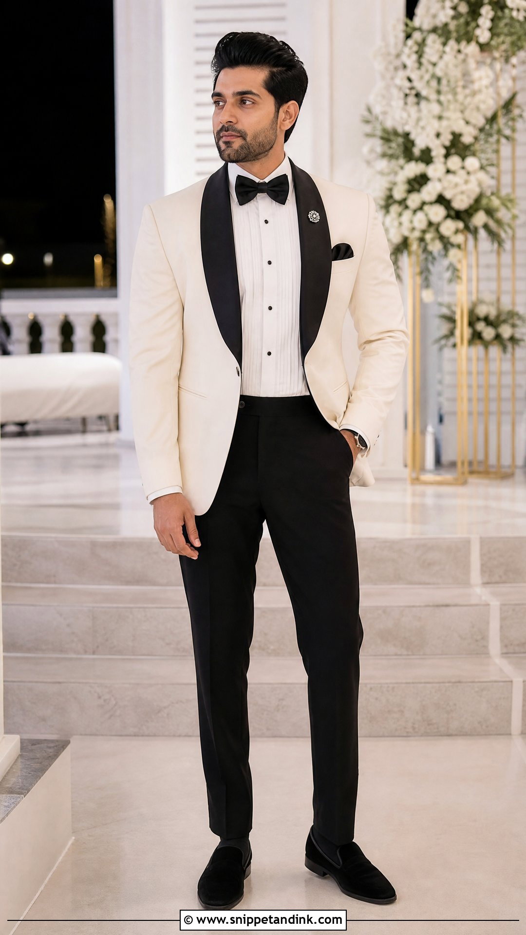 White Tuxedo Jacket Reception Outfit - Snippet and Ink - 20 Virat Kohli Wedding Dress Ideas