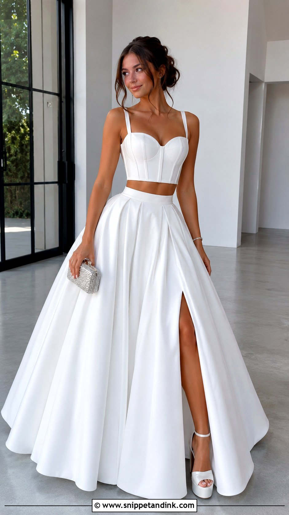 White Two Piece Ball Gown With Platform Heels - Snippet and Ink - 25 White Ball Gown Ideas