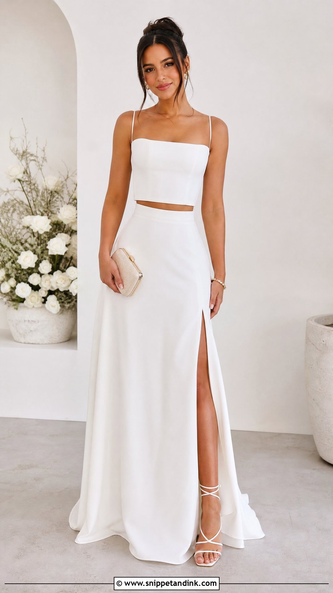 White Two Piece Gown Outfit - Snippet and Ink - 25 White Gown Styles