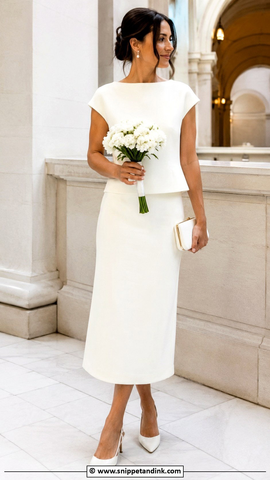 White Two Piece Set City Hall Wedding Outfit - Snippet and Ink - 30 City Hall Wedding Outfit Ideas