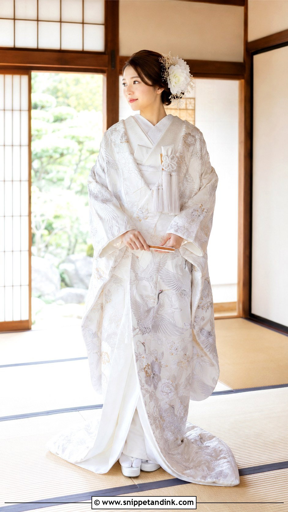 White Uchikake Wedding Kimono - Snippet and Ink - 30 Japanese Wedding Dress Ideas