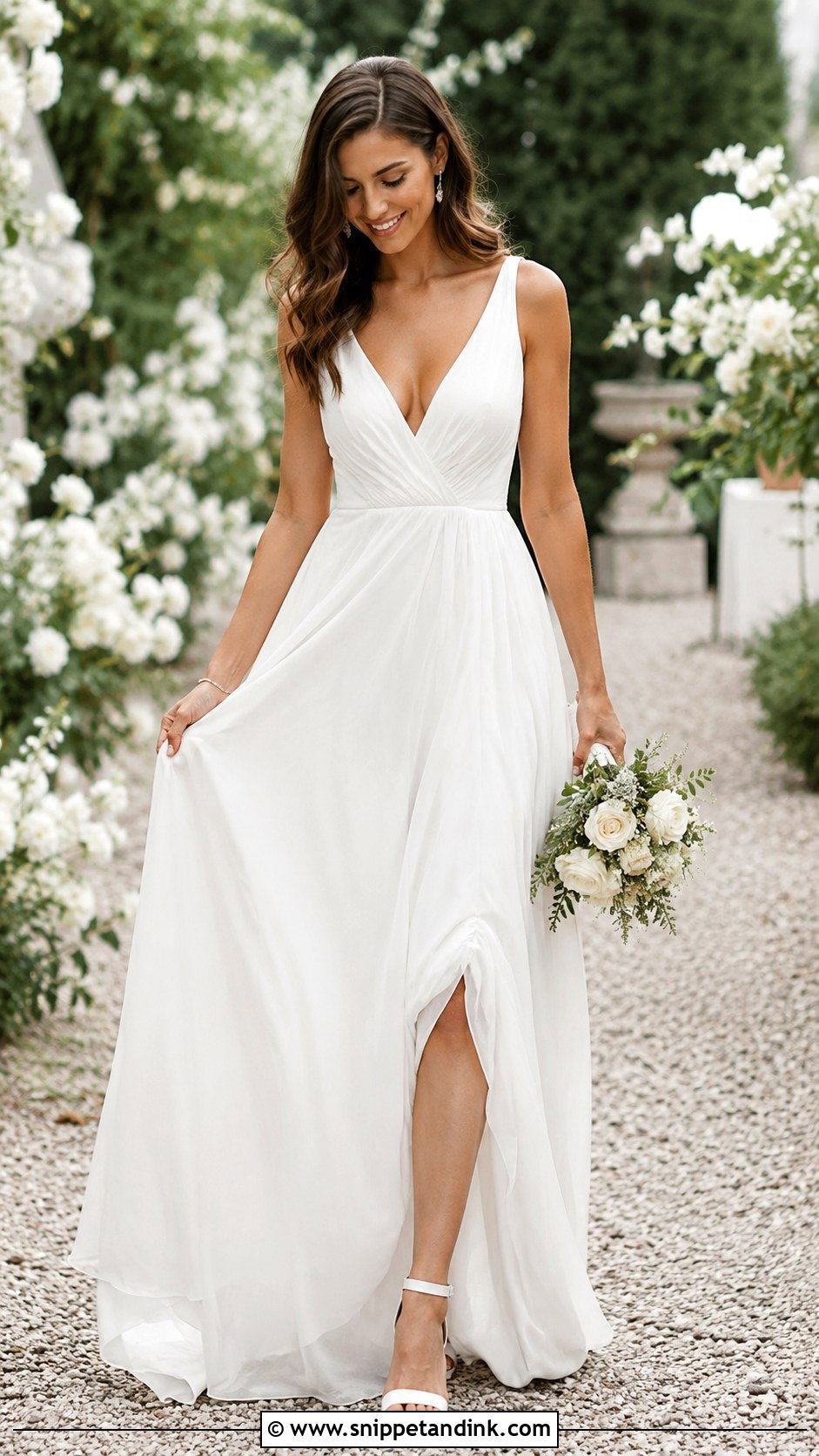 White V Neck Wedding Dress - Snippet and Ink - 25 Simple White Wedding Dress Ideas