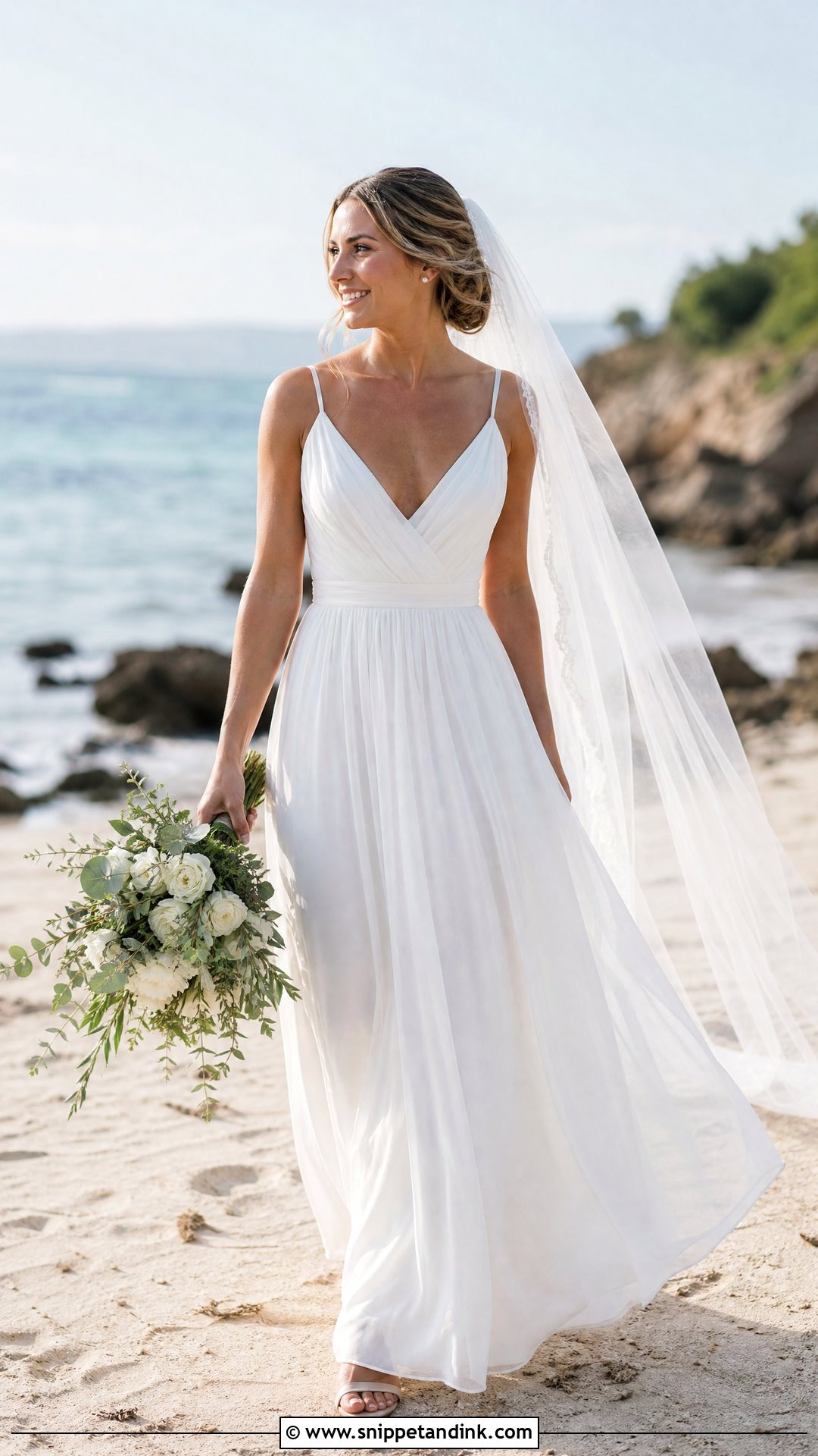 White Veil With Beach Wedding Dress - Snippet and Ink - 25 White Veil Ideas