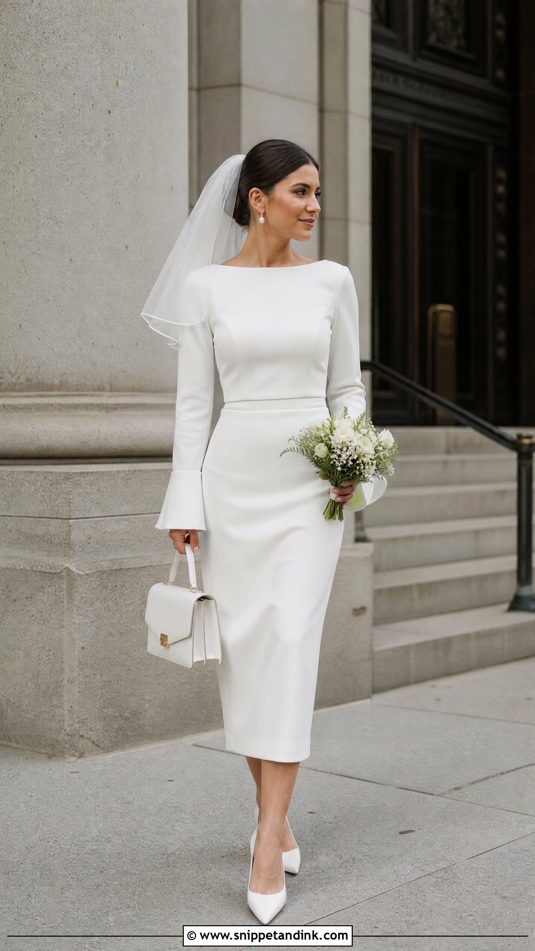 White Veil With Courthouse Wedding Outfit - Snippet and Ink - 25 White Veil Ideas