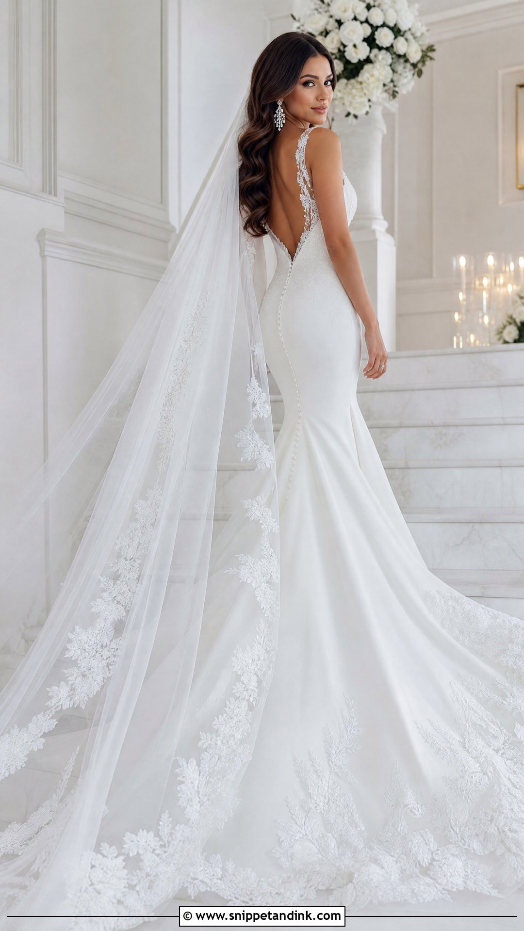 White Veil With Mermaid Wedding Dress - Snippet and Ink - 25 White Veil Ideas