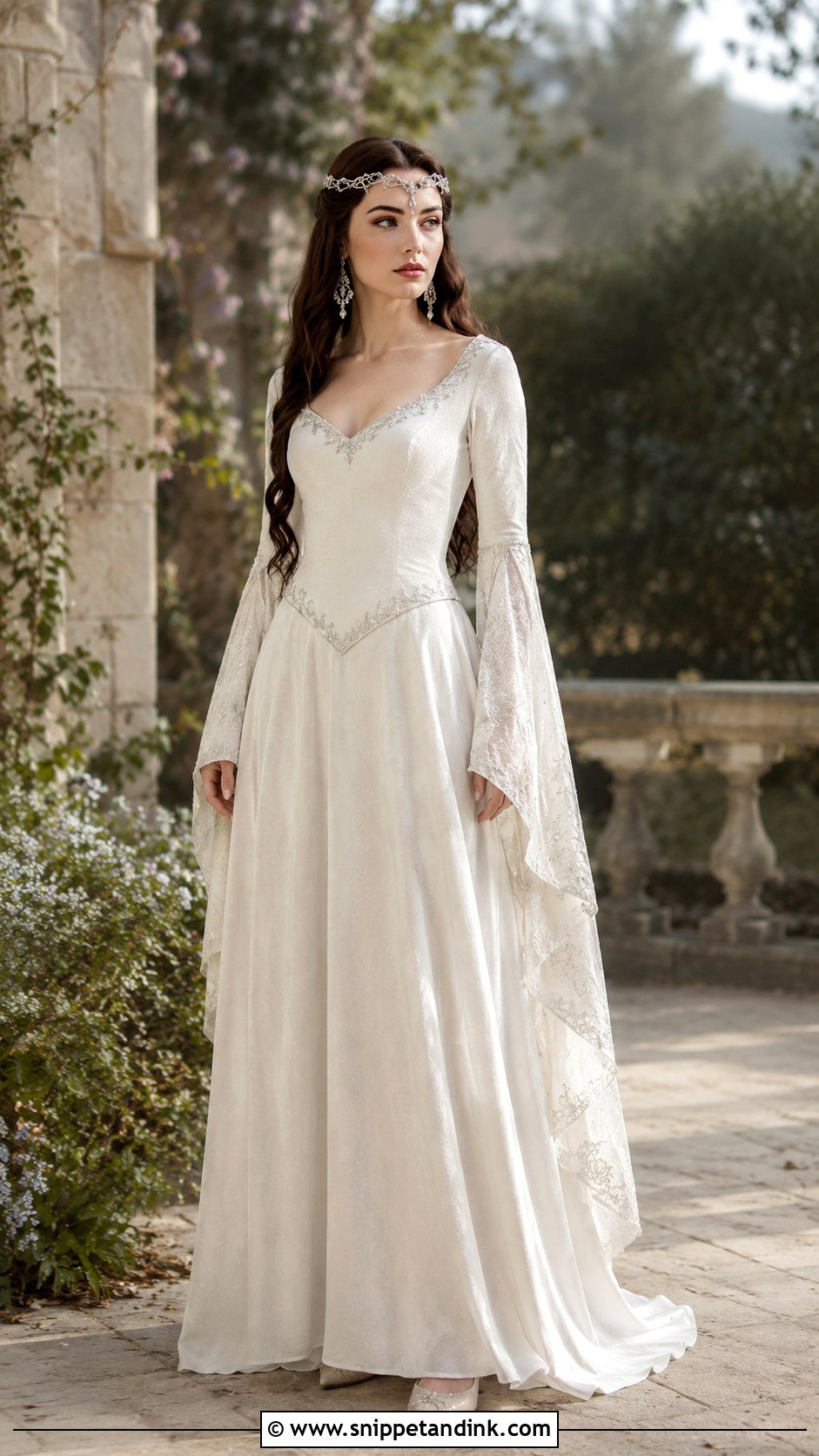 White Velvet Arwen Wedding Dress - Snippet and Ink - 20 Arwen Wedding Dress Ideas