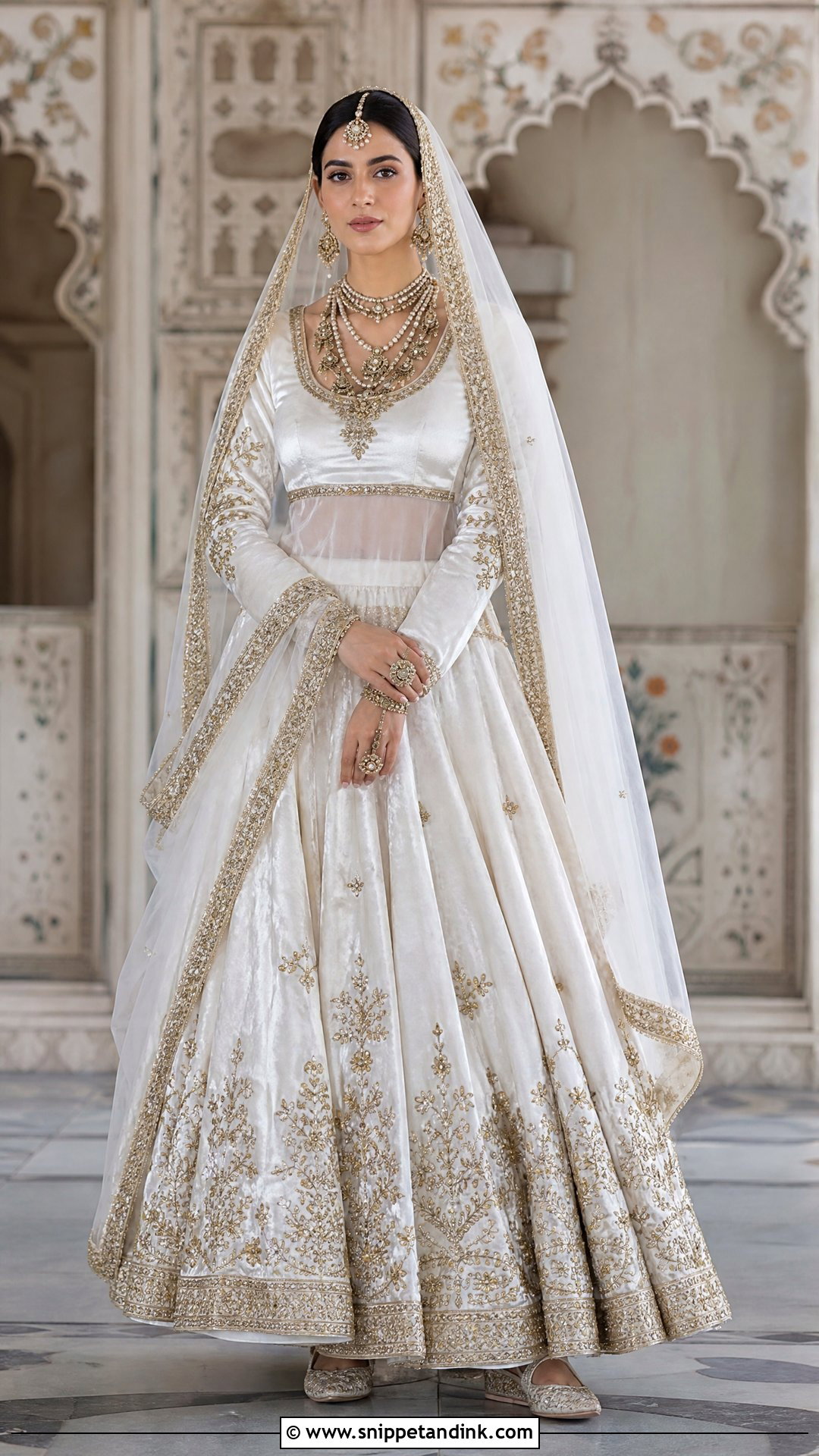 White Velvet Bridal Lehenga - Snippet and Ink - 20 White Lehanga Design Bride Ideas