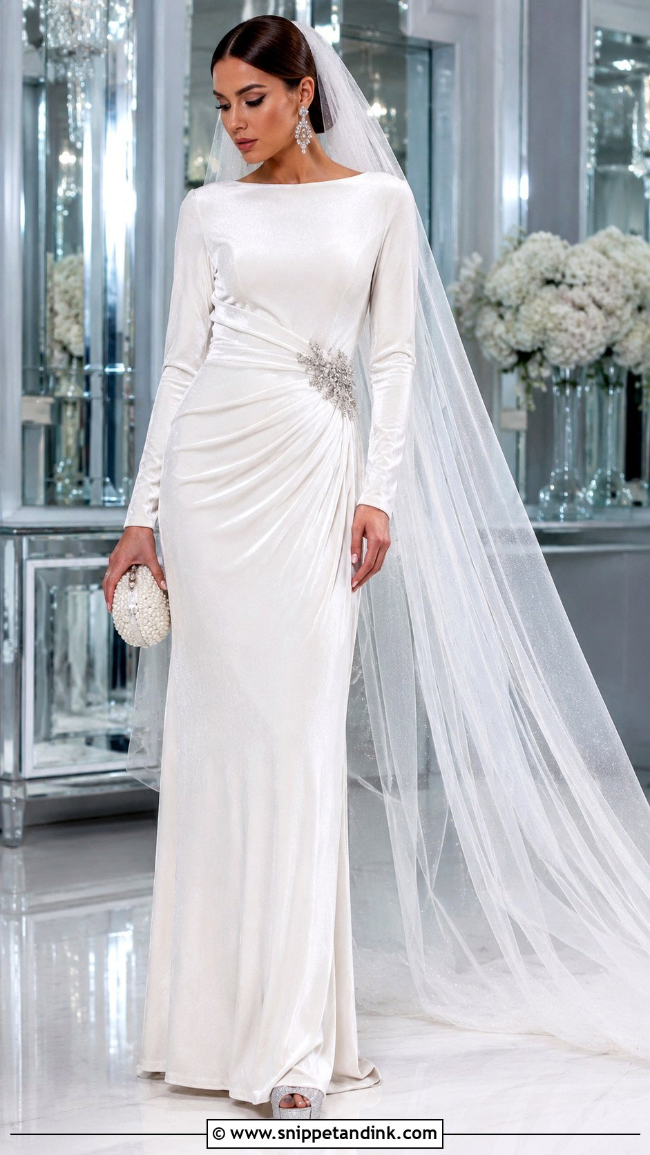 White Velvet Disco Wedding Dress - Snippet and Ink - 20 Disco Wedding Dress Ideas