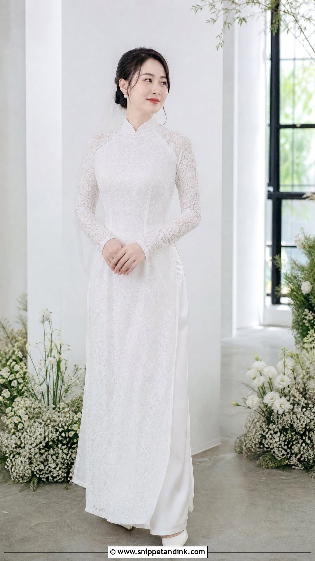 White Vietnamese Wedding Ao Dai - Snippet and Ink - 25 Vietnamese Wedding Dress Ideas