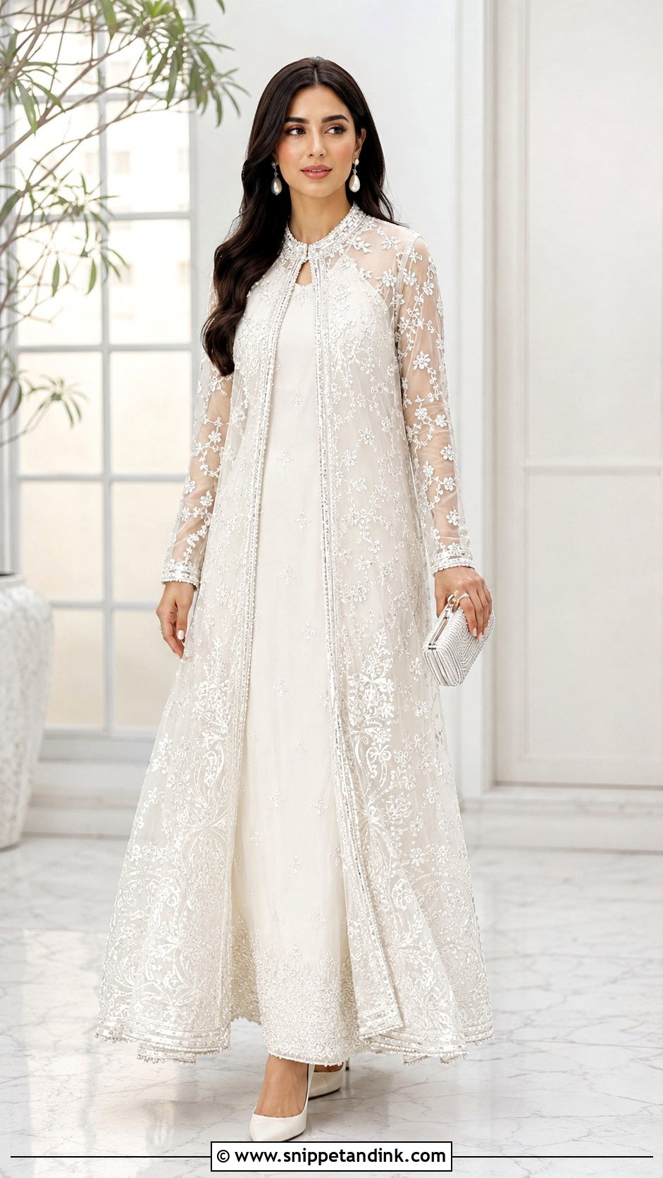 White Walima Jacket Dress - Snippet and Ink - 25 Walima Outfit Ideas