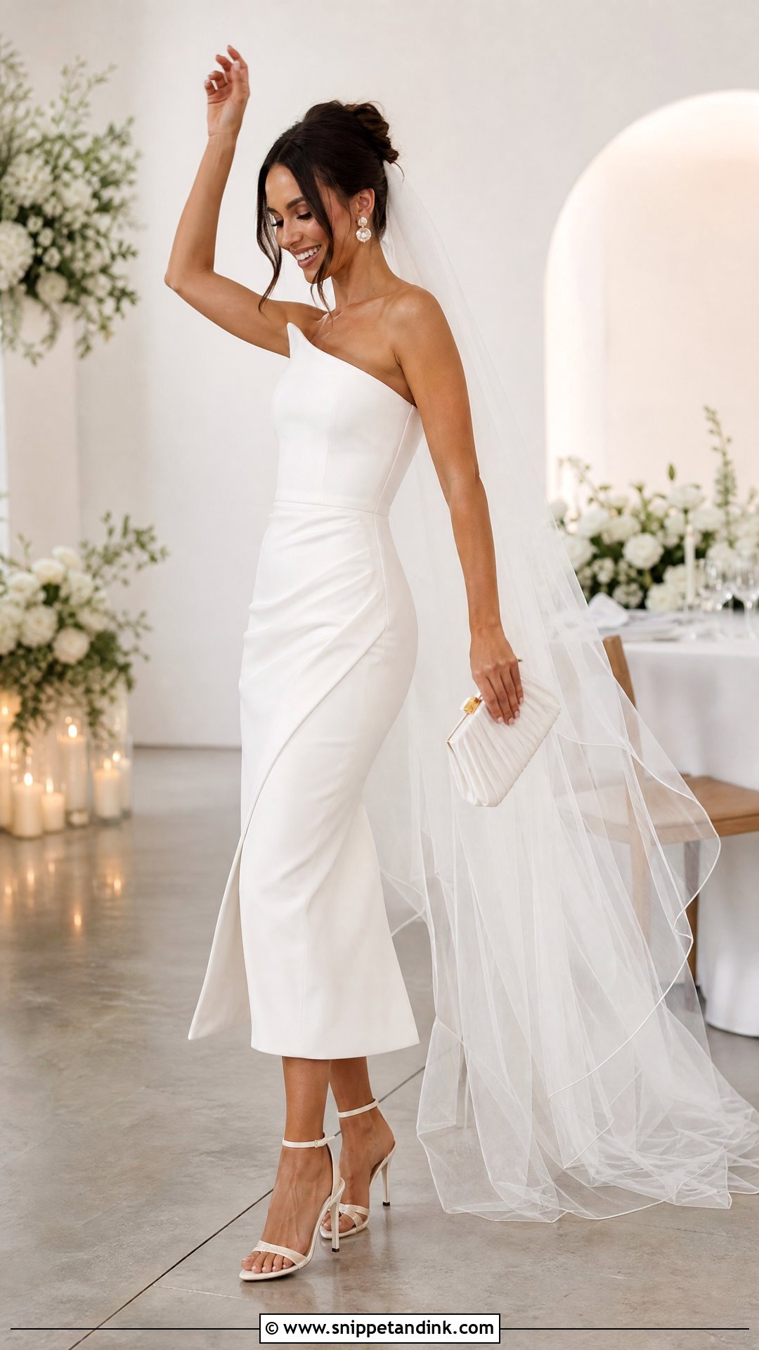 White Waltz Veil With Reception Wedding Dress - Snippet and Ink - 25 White Veil Ideas