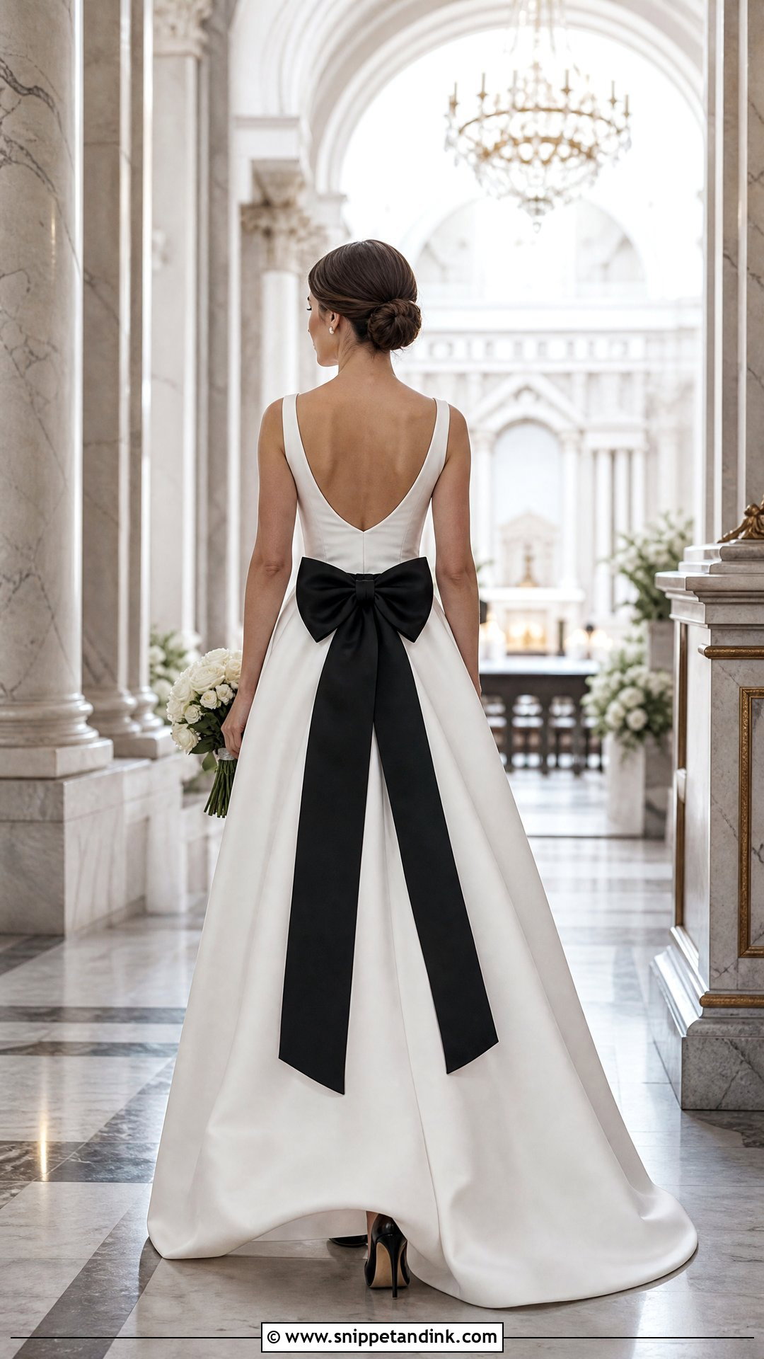 White Wedding Dress With Black Back Bow - Snippet and Ink - 20 White Wedding Dress with Black Accents Ideas