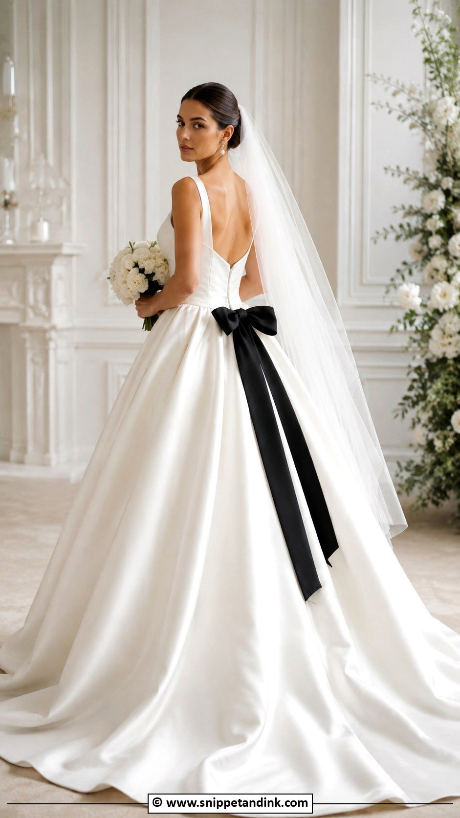 White Wedding Dress With Black Bow - Snippet and Ink - 25 Wedding Dress with Black Accents Ideas
