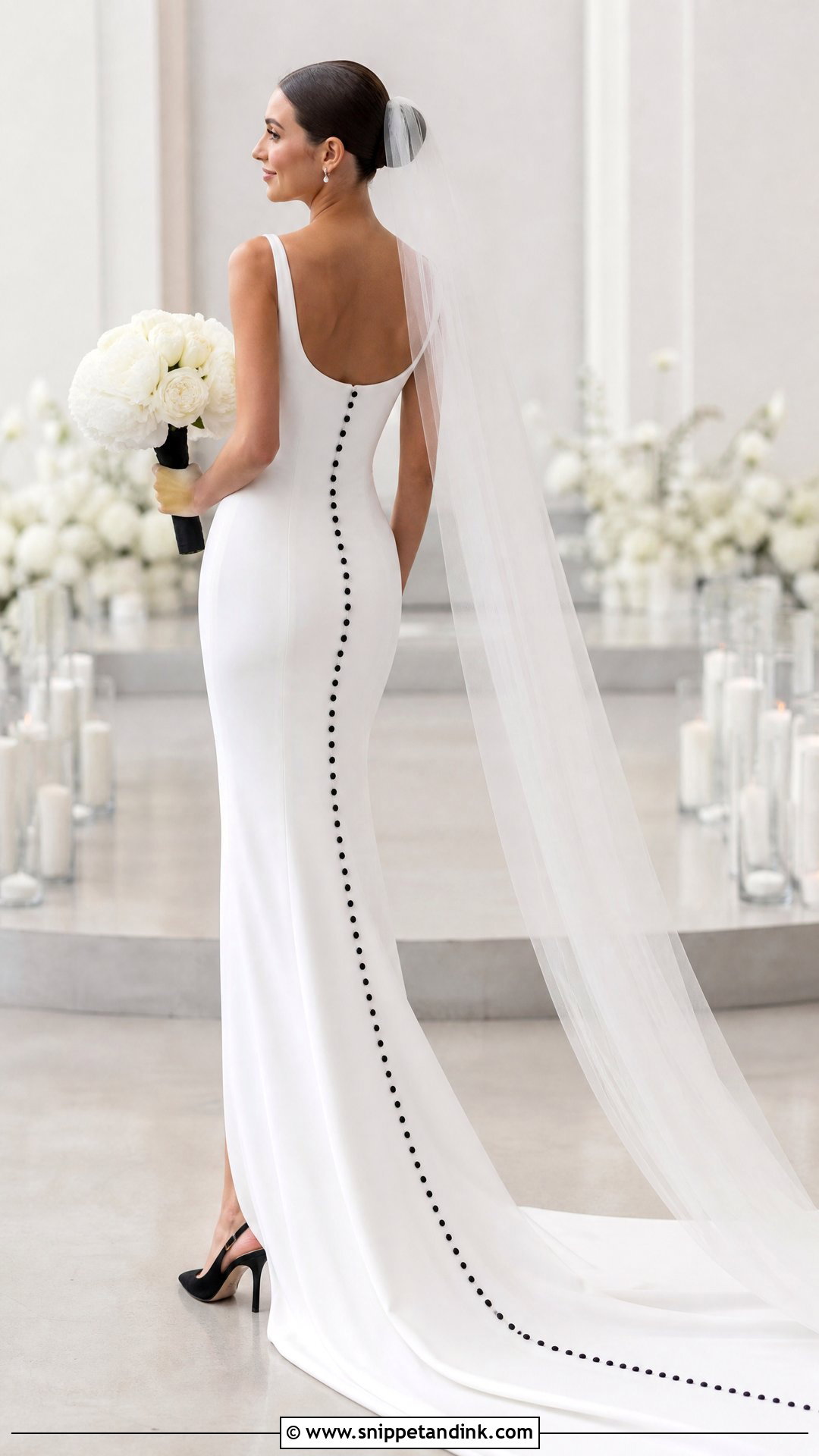 White Wedding Dress With Black Buttons - Snippet and Ink - 20 White Wedding Dress with Black Accents Ideas