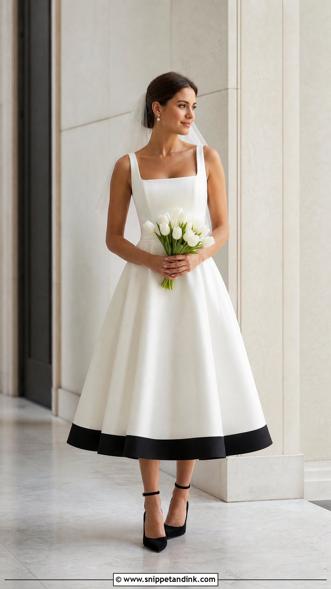 White Wedding Dress With Black Hem - Snippet and Ink - 20 White Wedding Dress with Black Accents Ideas