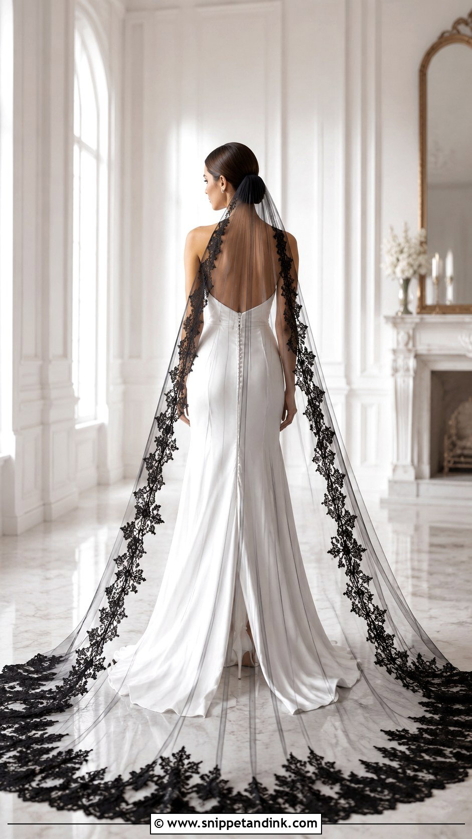 White Wedding Dress With Black Lace Veil - Snippet and Ink - 25 White Wedding Dress with Black Lace Ideas