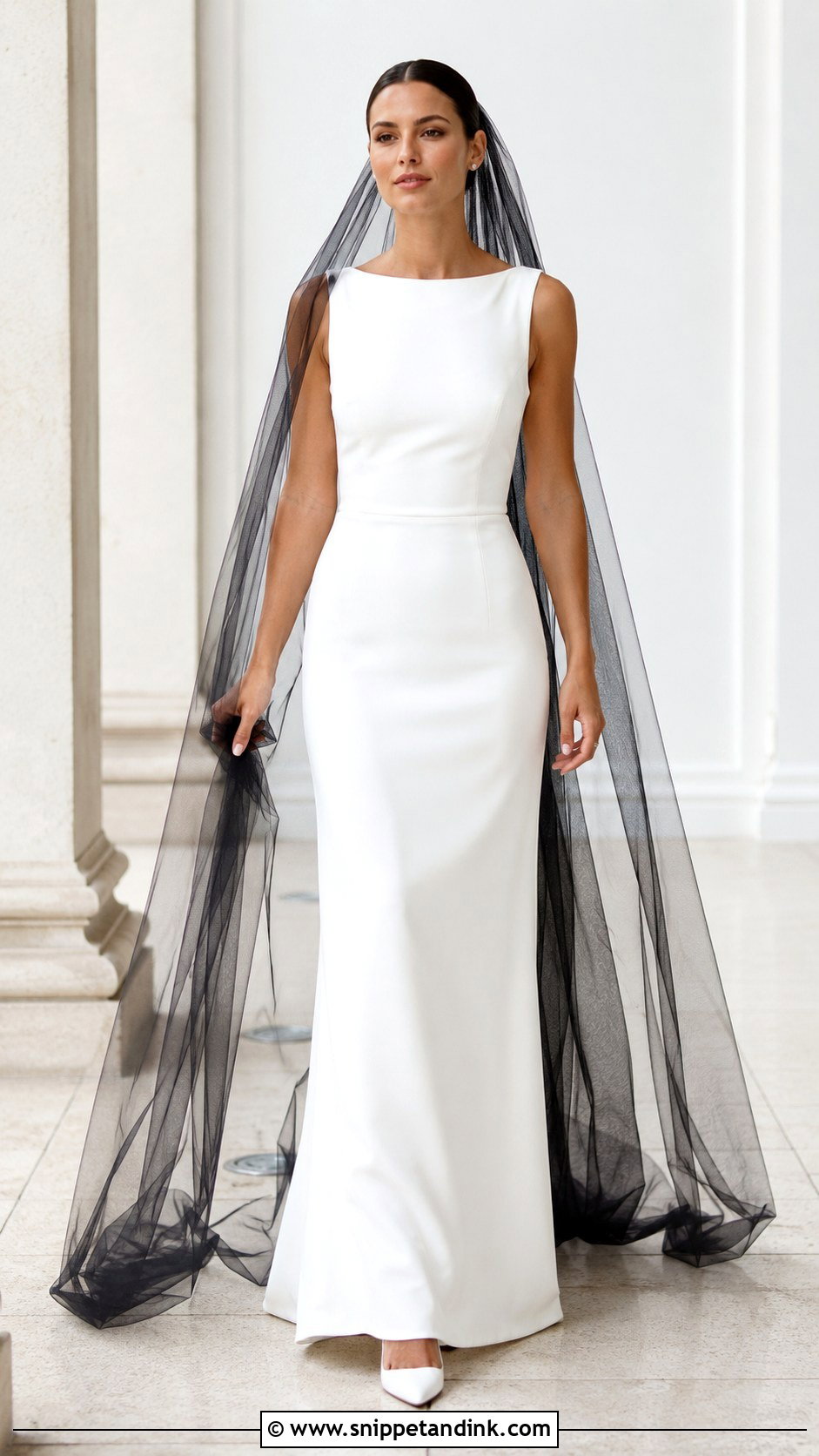 White Wedding Dress With Black Veil - Snippet and Ink - 25 Black White Wedding Dress Ideas