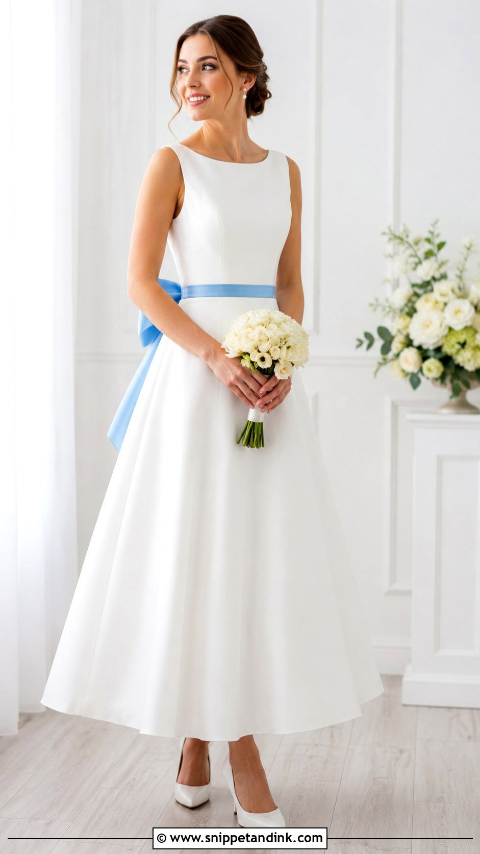 White Wedding Dress With Blue Sash - Snippet and Ink - 25 Blue and White Wedding Dress Ideas