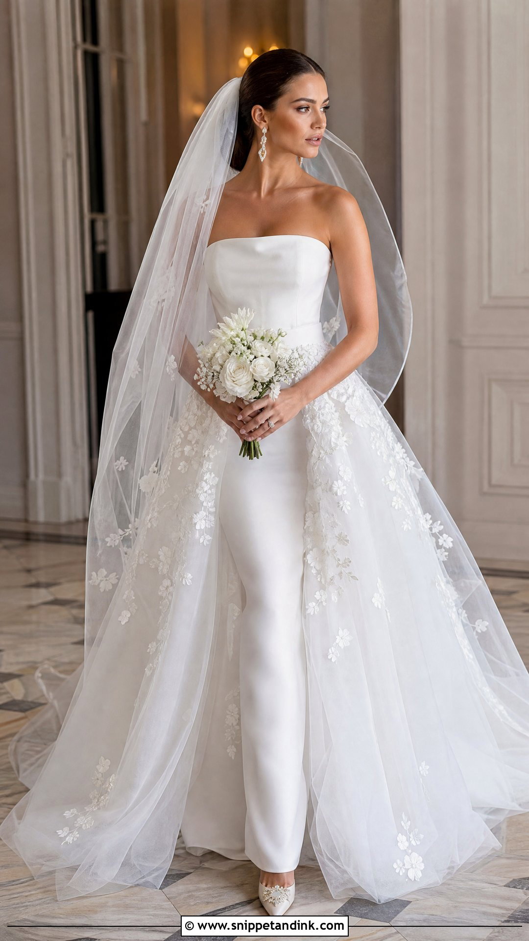 White Wedding Dress With Detachable Floral Overskirt - Snippet and Ink - 20 White Wedding Dress with Flowers