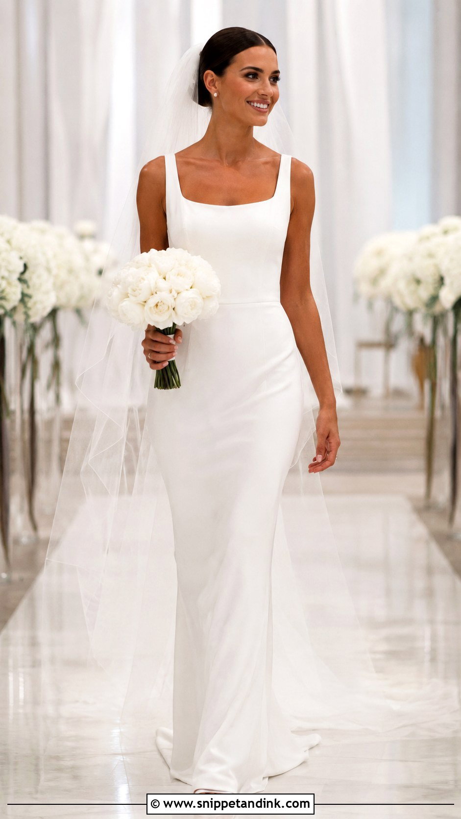 White Wedding Dress With Minimal Train - Snippet and Ink - 25 Simple White Wedding Dress Ideas