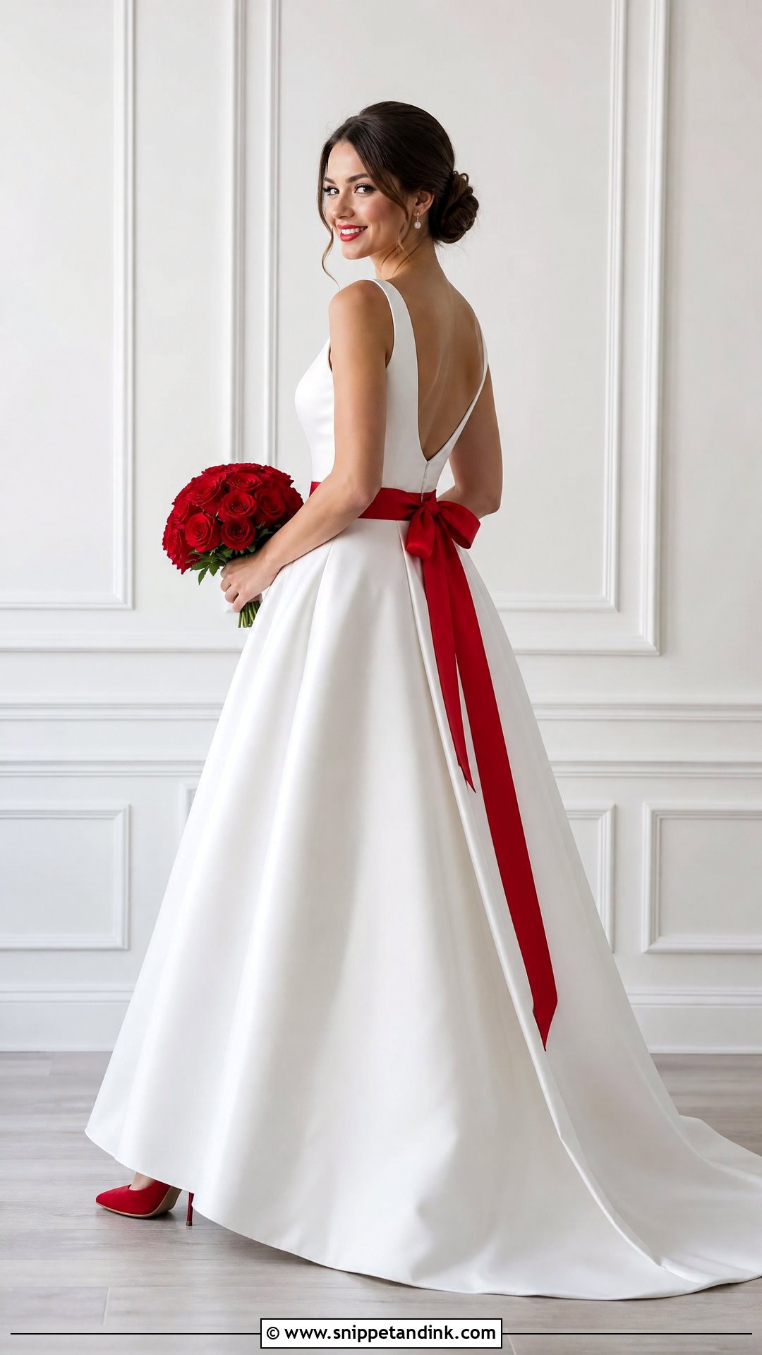 White Wedding Dress With Red Sash - Snippet and Ink - 25 Red and White Wedding Dress Ideas