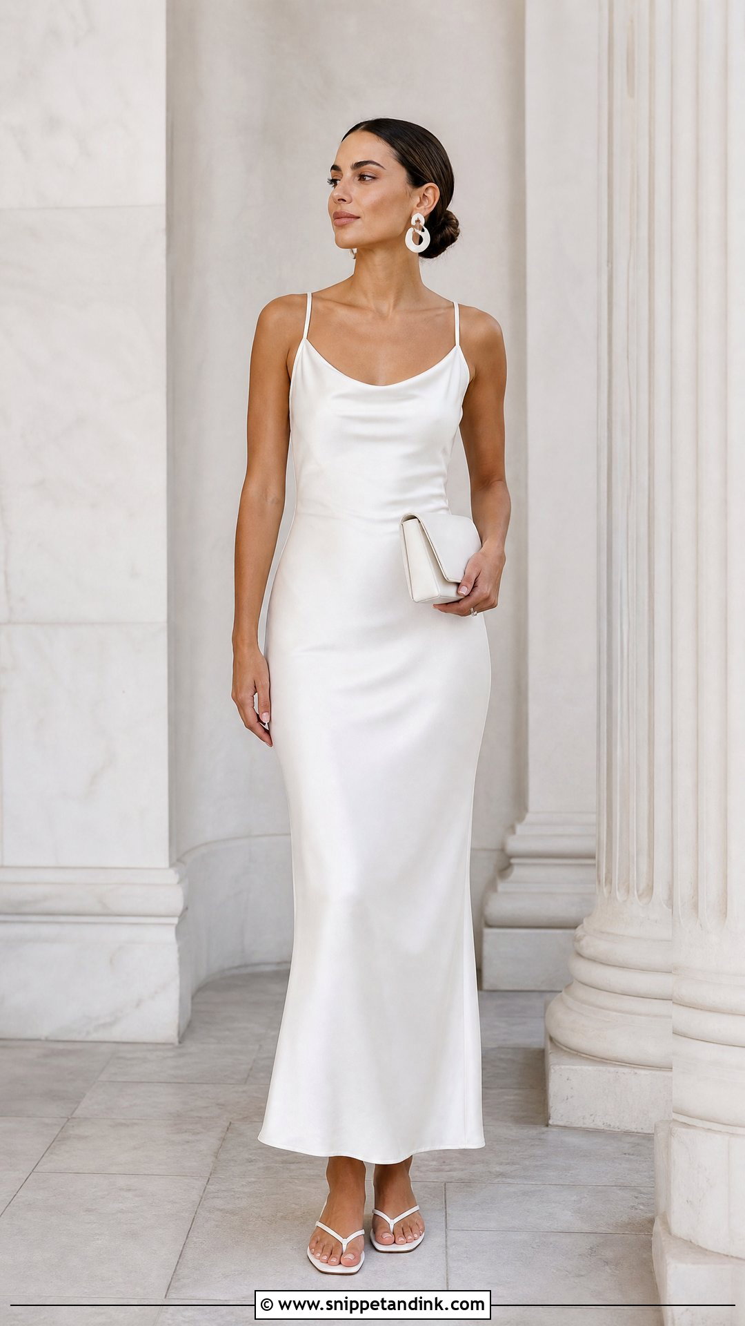 White Wedding Flip Flops With Slip Dress - Snippet and Ink - 20 Wedding Flip Flops Ideas